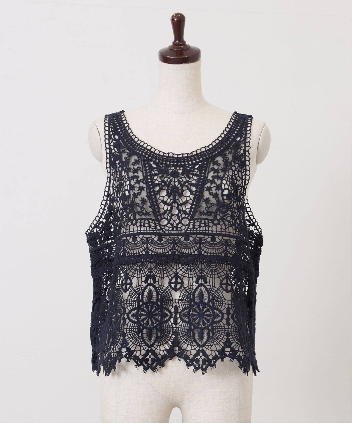 追加予約》レースMIXノースリーブブラウス（シャツ／ブラウス