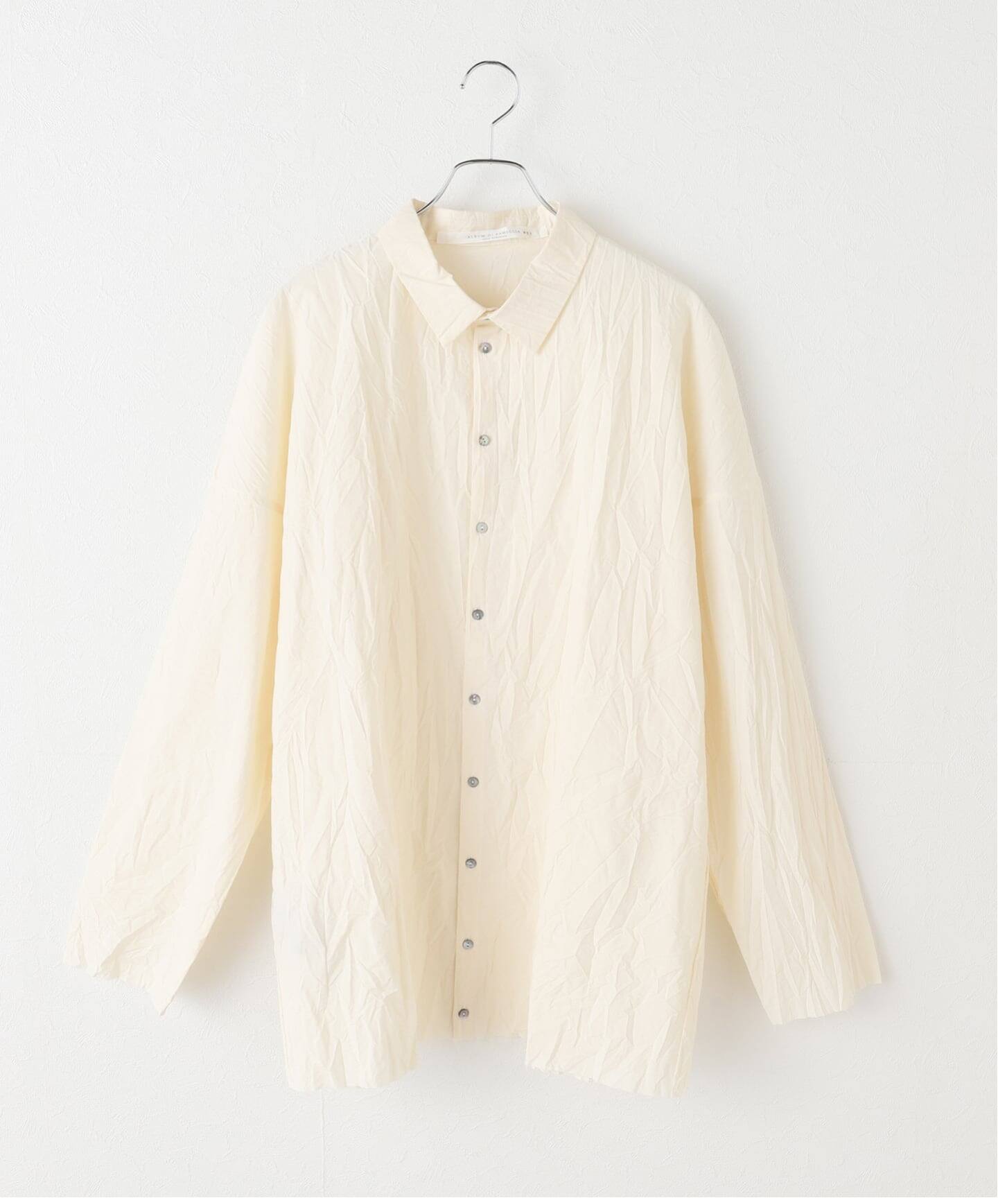 アルバムディファミリア　loose collar shirt 白シャツ album di famiglia】 UNISEX COLLAR SHIRT LW（シャツ／ブラウス