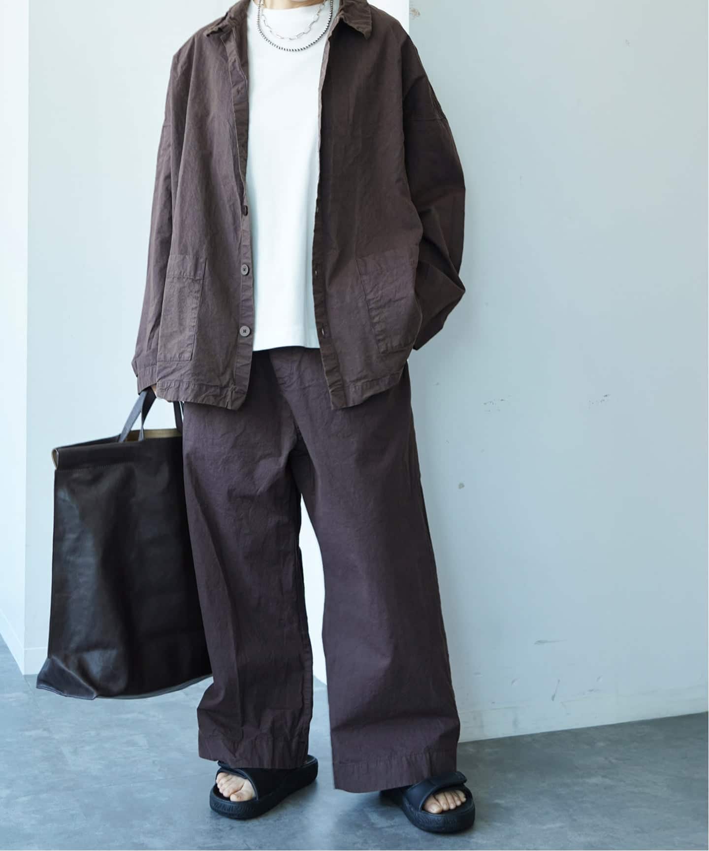 album di famiglia ／プルオーバー スタンドカラーシャツ rennes — Album di Famiglia | Overshirt CC in Milk