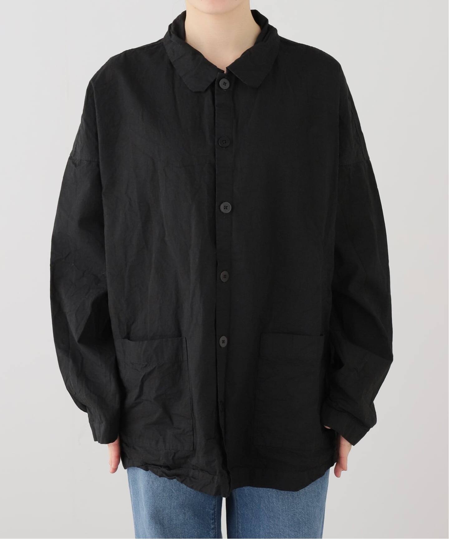 album di famiglia ／プルオーバー スタンドカラーシャツ rennes — Album di Famiglia | Overshirt CC in Black