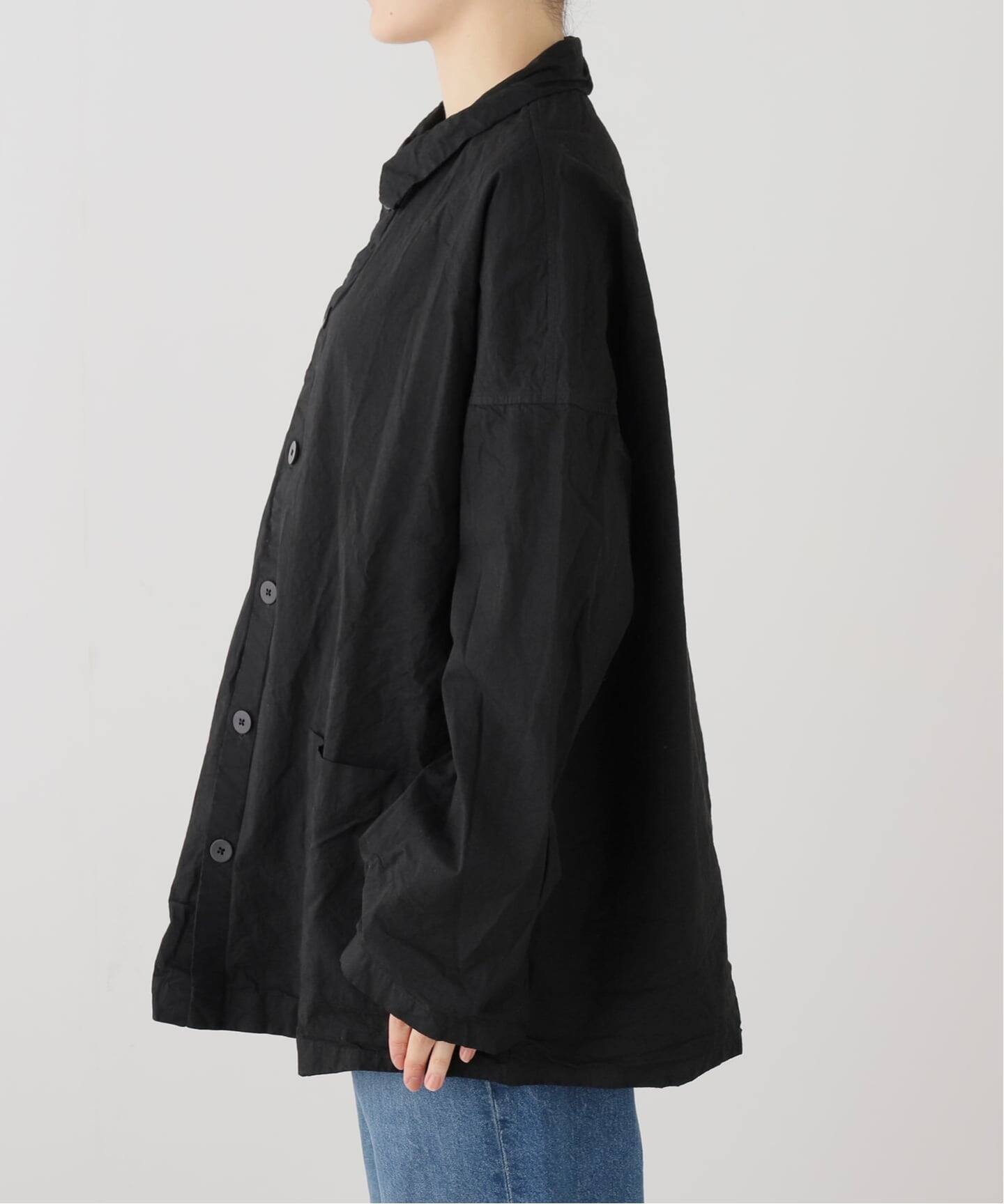 album di famiglia ／プルオーバー スタンドカラーシャツ rennes — Album di Famiglia | Overshirt CC in Black