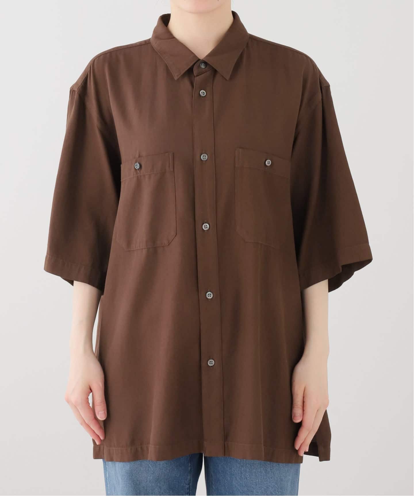 ATON】COTTON SILK VIERA LOOSE FIT HALF SL（シャツ／ブラウス