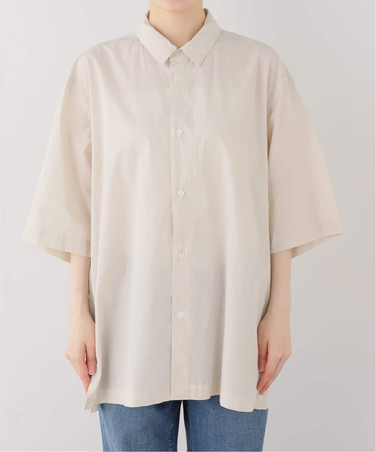 ATON 】SHRINK COTTON LAWN OVERSIZED HALF S（シャツ／ブラウス