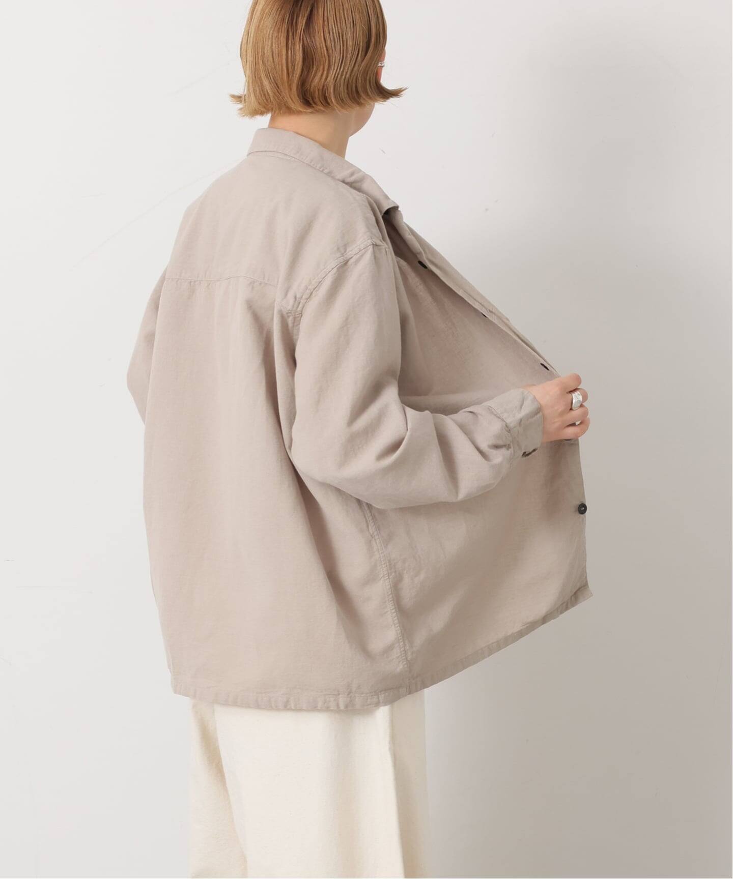 HTS】COTTON LINEN ONE-UP COLLAR SHIRT（シャツ／ブラウス）｜journal 