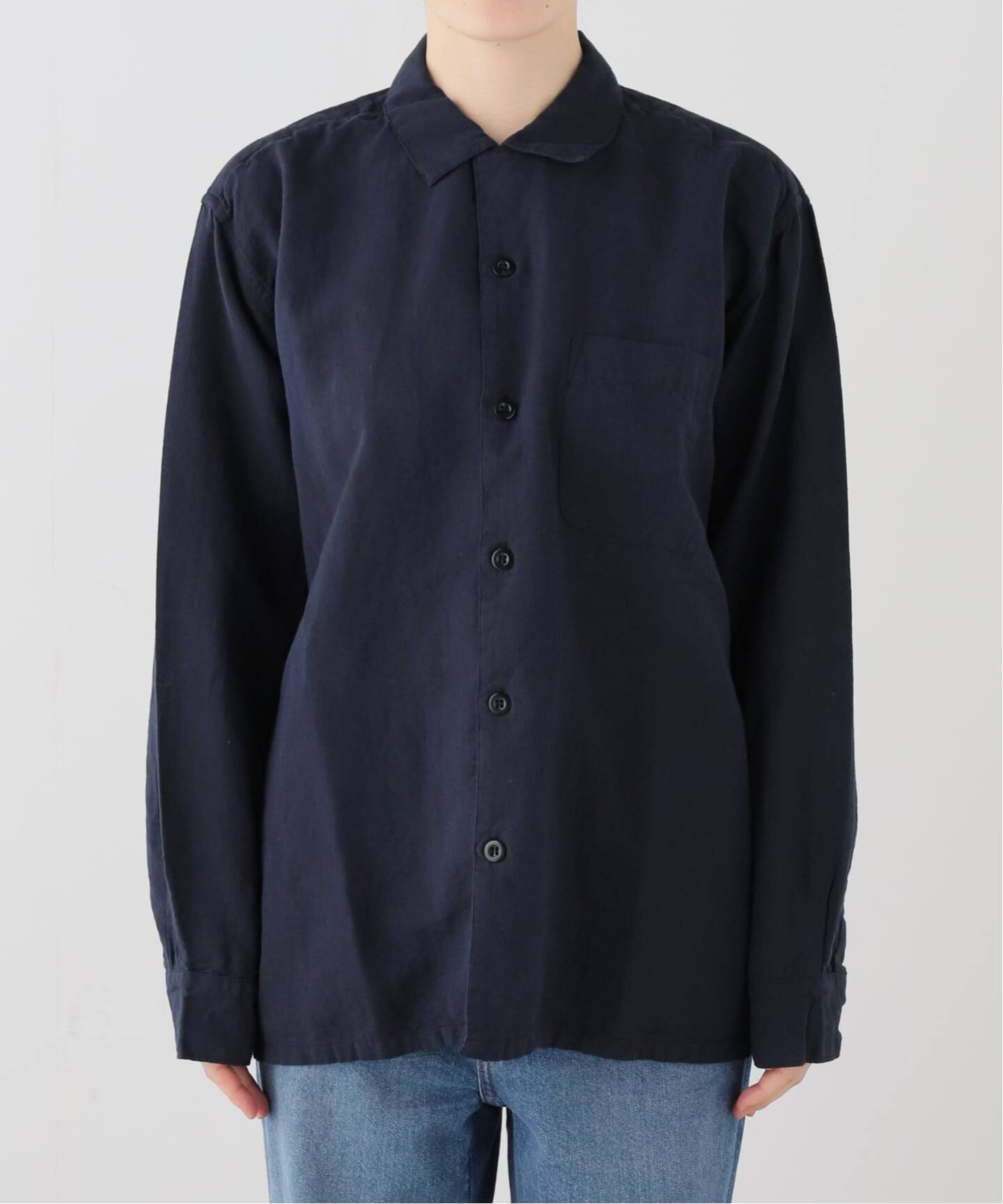 HTS】COTTON LINEN ONE-UP COLLAR SHIRT（シャツ／ブラウス）｜journal 