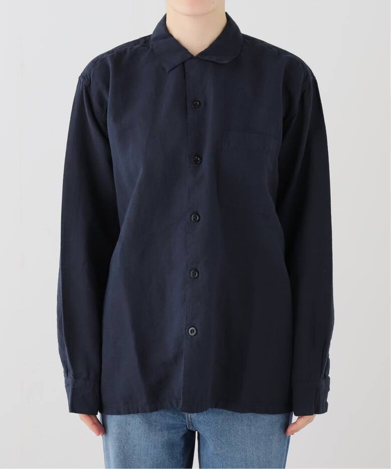 HTS】COTTON LINEN ONE-UP COLLAR SHIRT（シャツ／ブラウス）｜journal 