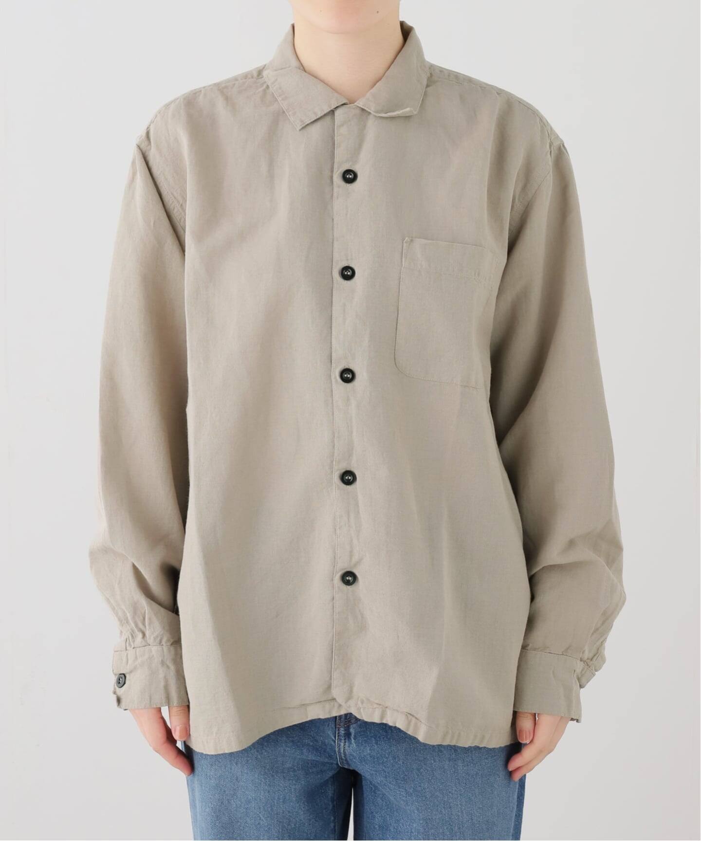 HTS】COTTON LINEN ONE-UP COLLAR SHIRT（シャツ／ブラウス）｜journal 