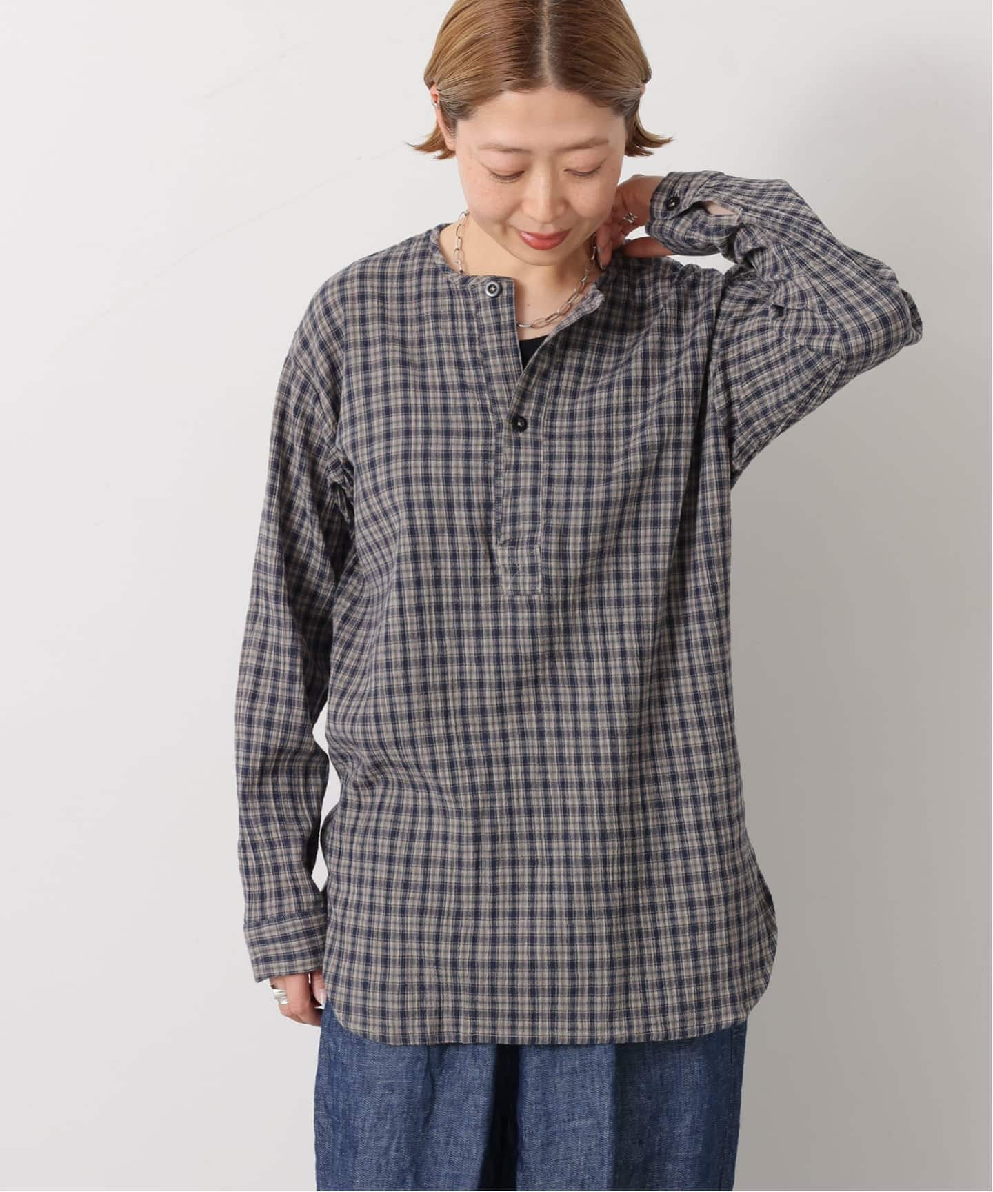HTS】COTTON CHECK HENRY NECK（シャツ／ブラウス）｜journal standard