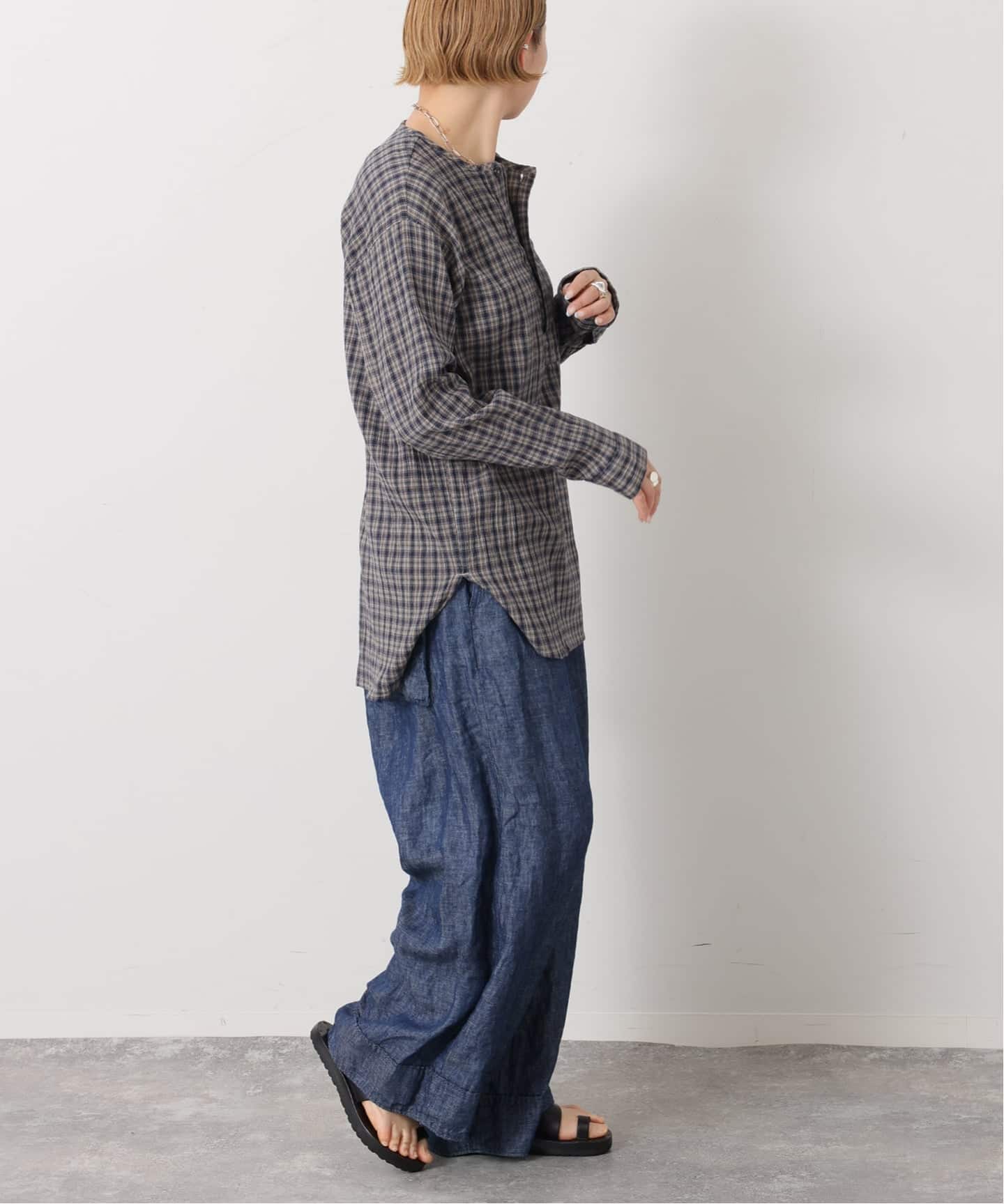 HTS】COTTON CHECK HENRY NECK（シャツ／ブラウス）｜journal standard