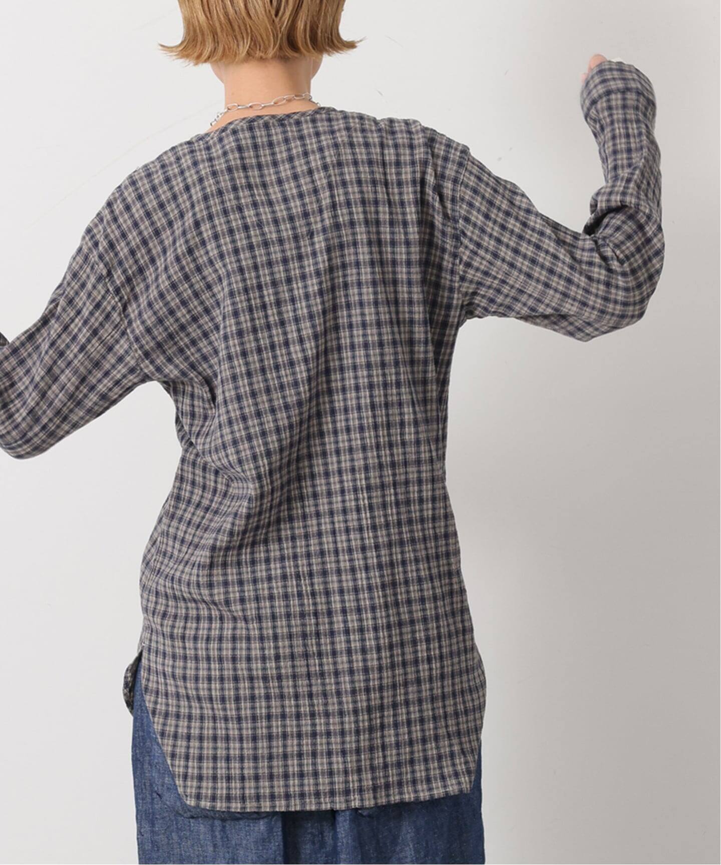 HTS】COTTON CHECK HENRY NECK（シャツ／ブラウス）｜journal standard
