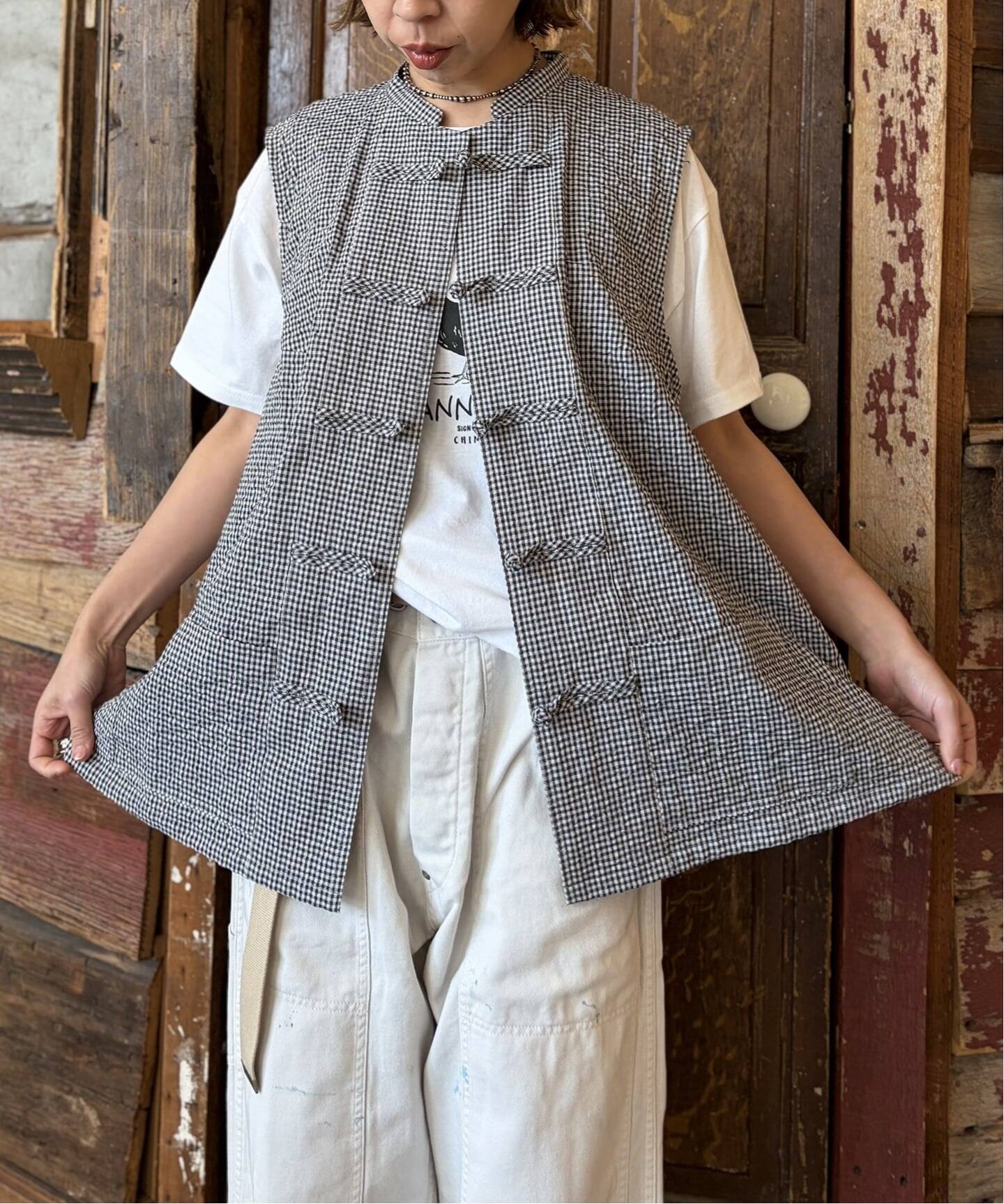 新品未使用 CHIMALAギンガムチェック チャイナベスト chimala】 GINGHAMCHECK CHINA CAMISOLE（シャツ／ブラウス）｜journal
