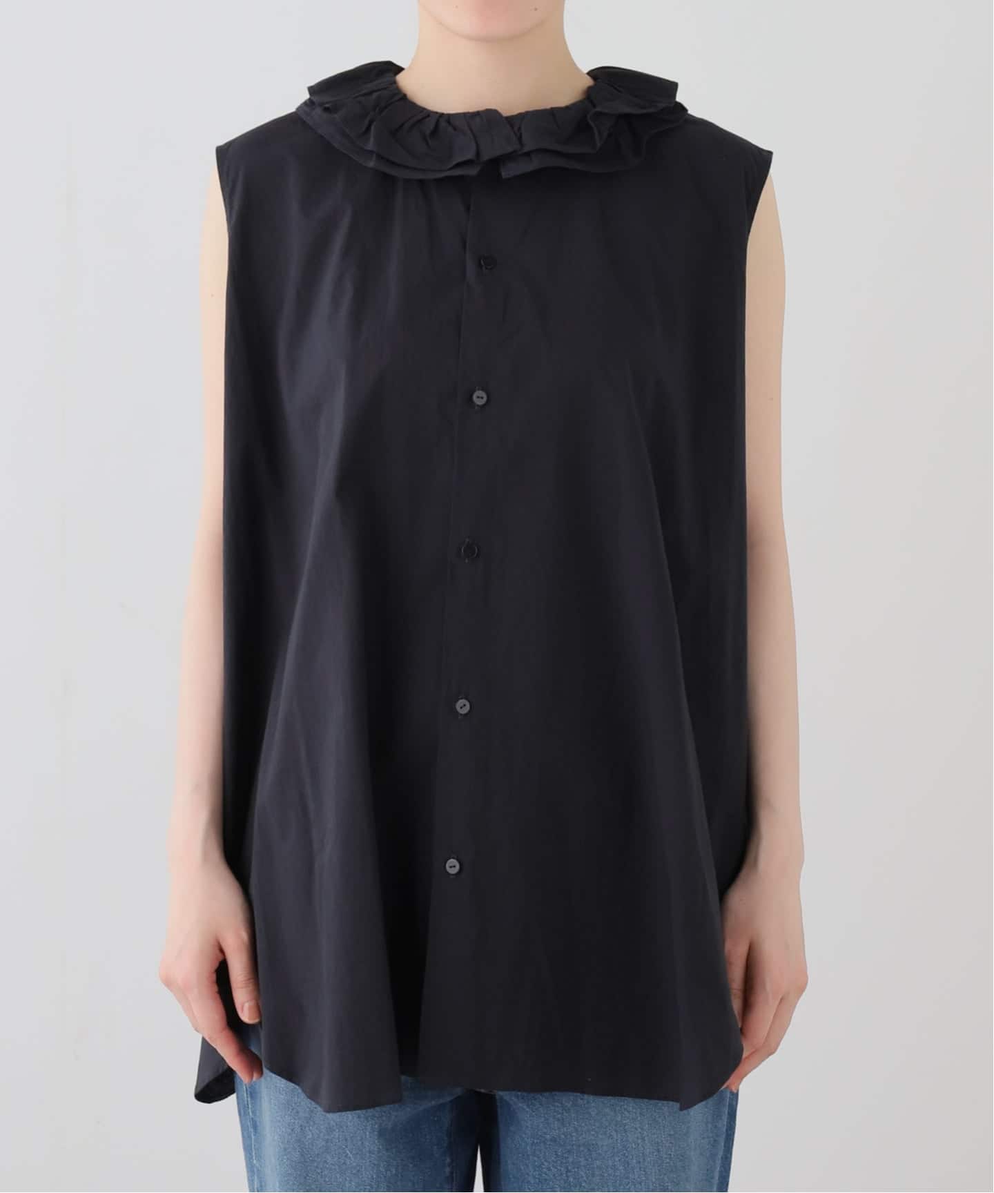 ジャーナルスタンダードラックス フードシャツ　yoli toujours TOUJOURS】 FINE YARN COTTON Ruffle Shirt（シャツ／ブラウス