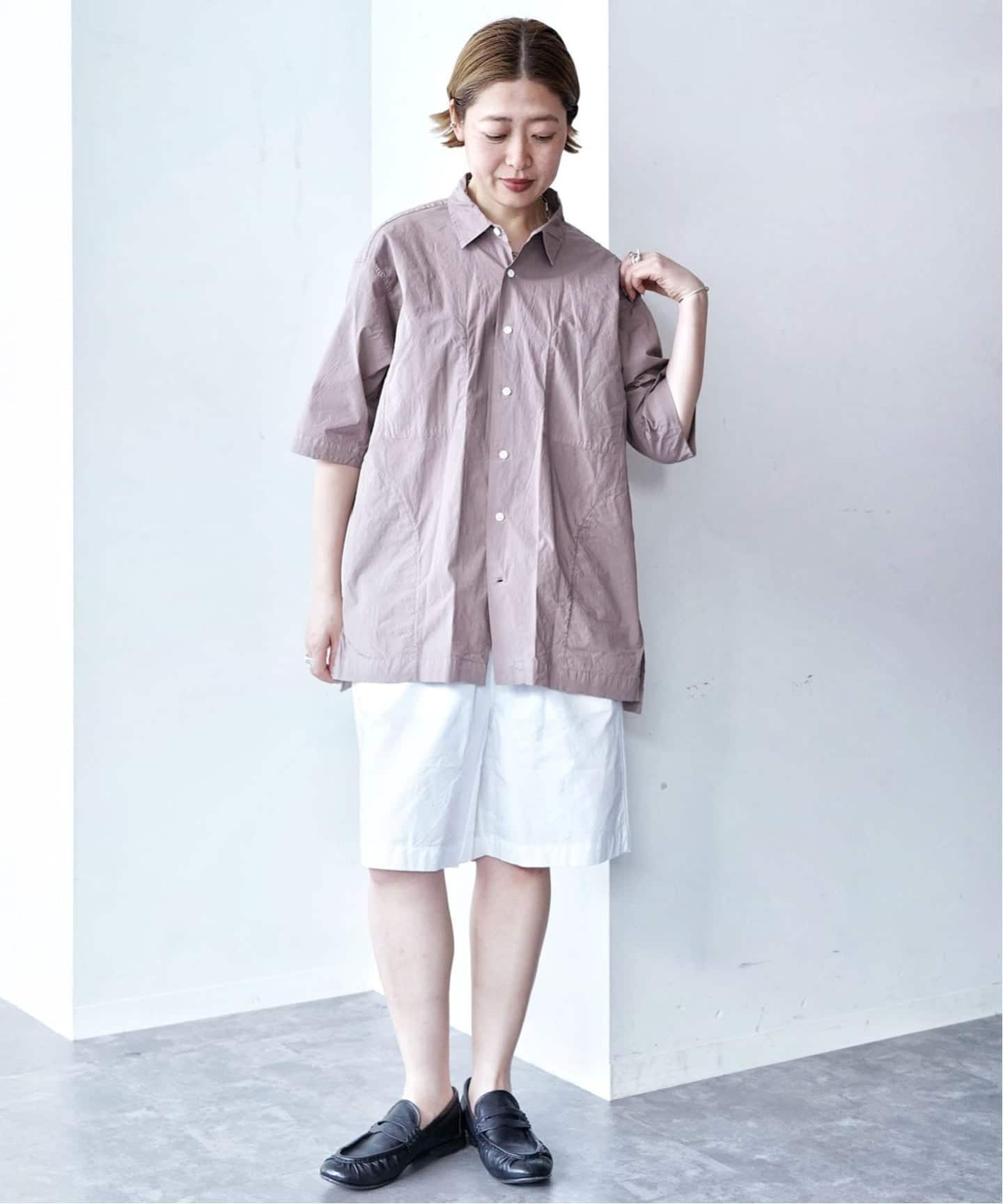 トゥジュー 24SS ハーフスリーブビッグカバーオールシャツ グレー TOUJOURS】 Half Sleeve Big Coverall Shirt（シャツ／ブラウス