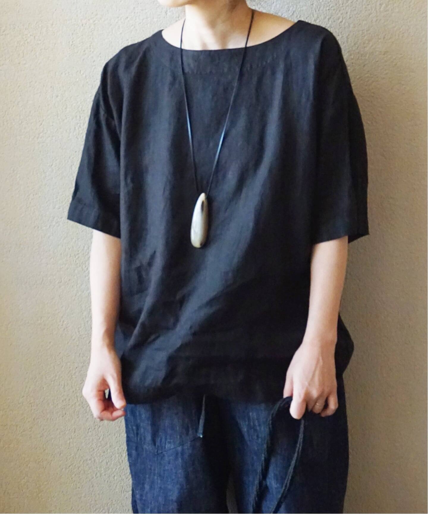ARMEN】LINEN PLAIN BOAT NECK S/SL PULL（シャツ／ブラウス 