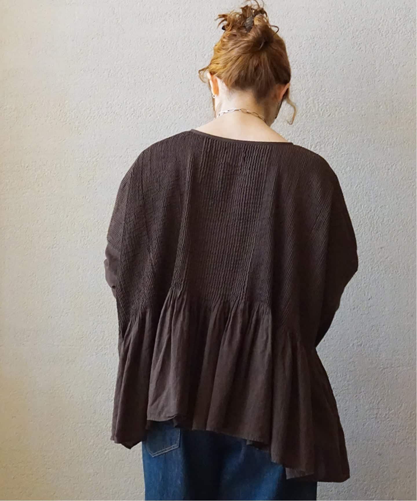 maison de soil】 CHECK OVERDYE MINI PINTUCK PULLOV（シャツ