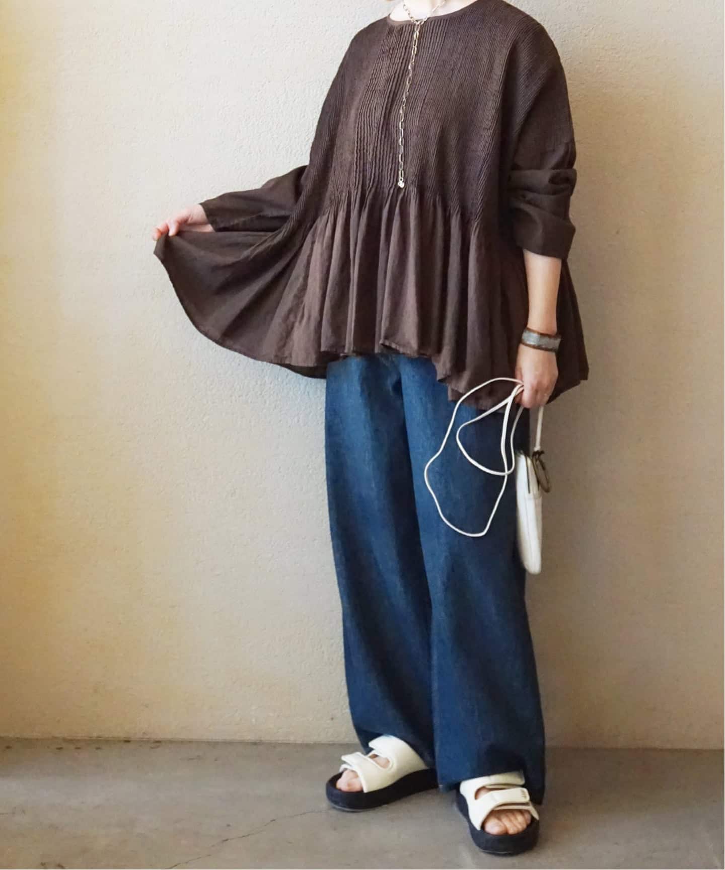 maison de soil】 CHECK OVERDYE MINI PINTUCK PULLOV（シャツ