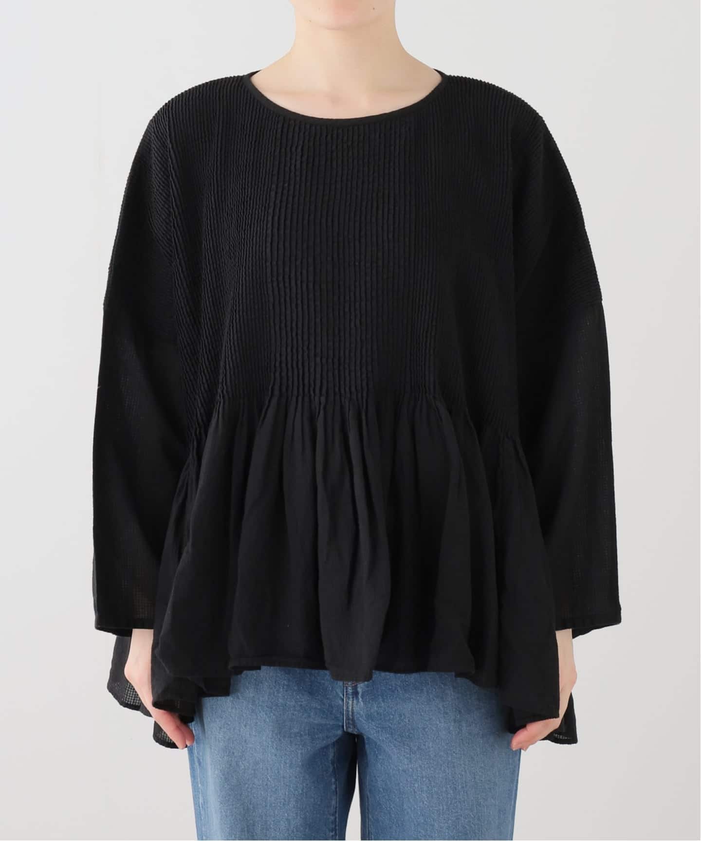 maison de soil】 CHECK OVERDYE MINI PINTUCK PULLOV（シャツ