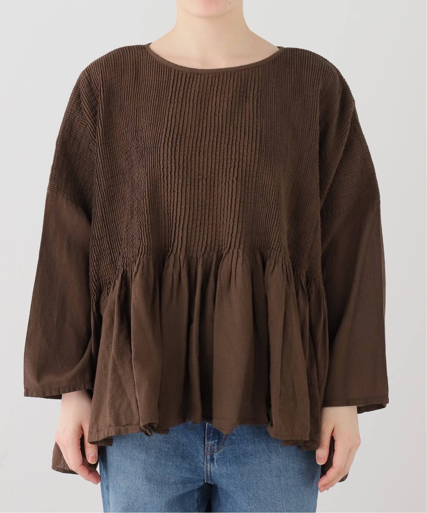 maison de soil】 CHECK OVERDYE MINI PINTUCK PULLOV（シャツ