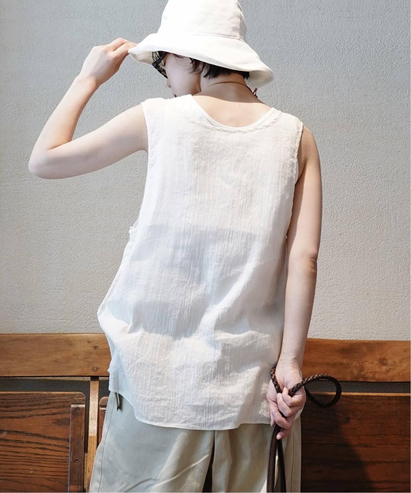 maison de soil 】LINEN / COTTON U-NECK TANK TOP（シャツ／ブラウス 