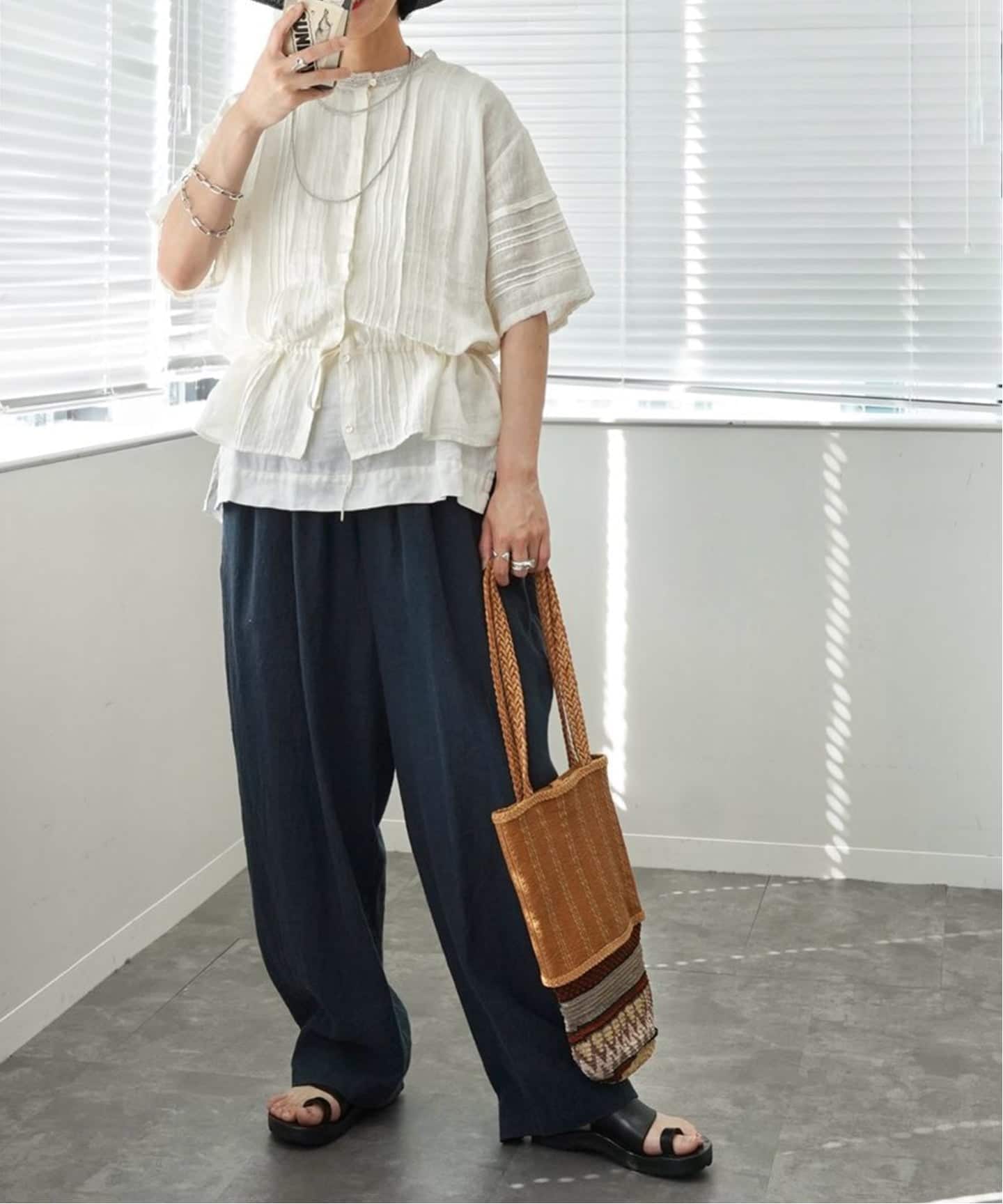 maison de soil】 LINEN LACE PINTUCK 2WAY SHIRT（シャツ／ブラウス