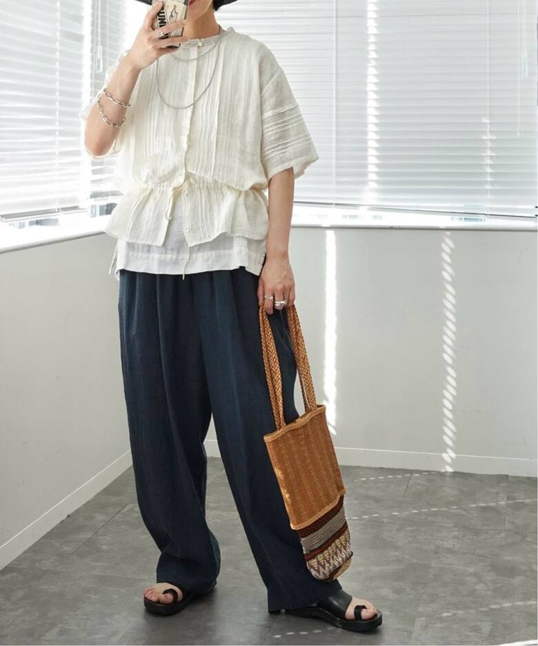 maison de soil】 LINEN LACE PINTUCK 2WAY SHIRT（シャツ／ブラウス 
