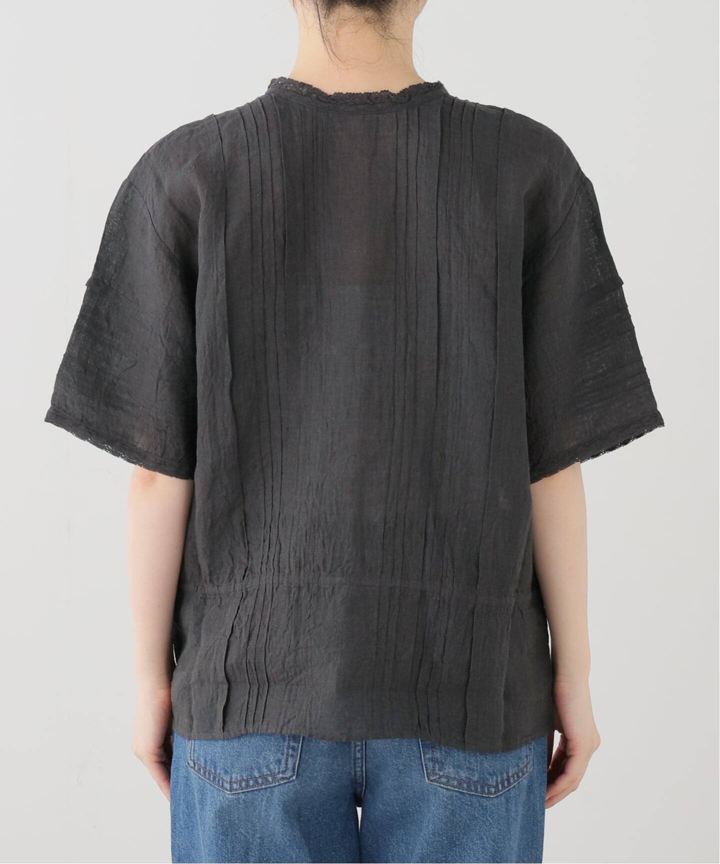 o*い様 maison de soil ギャザー　タックブラウス　フリーサイズ maison de soil】 LINEN LACE PINTUCK 2WAY SHIRT（シャツ／ブラウス