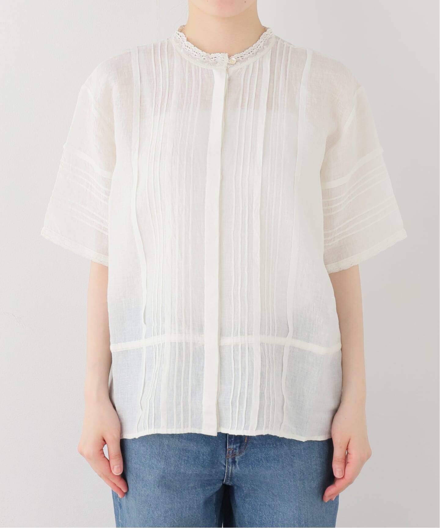 maison de soil】 LINEN LACE PINTUCK 2WAY SHIRT（シャツ／ブラウス