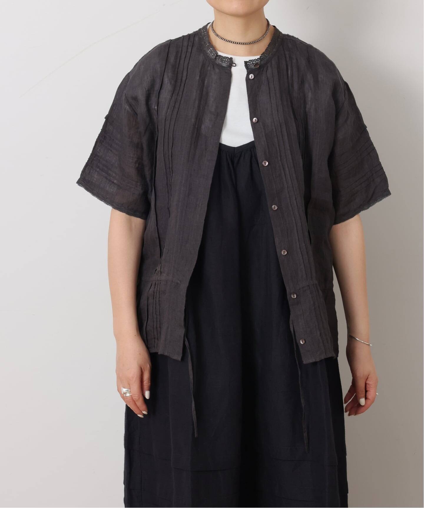 maison de soil】 LINEN LACE PINTUCK 2WAY SHIRT（シャツ／ブラウス 