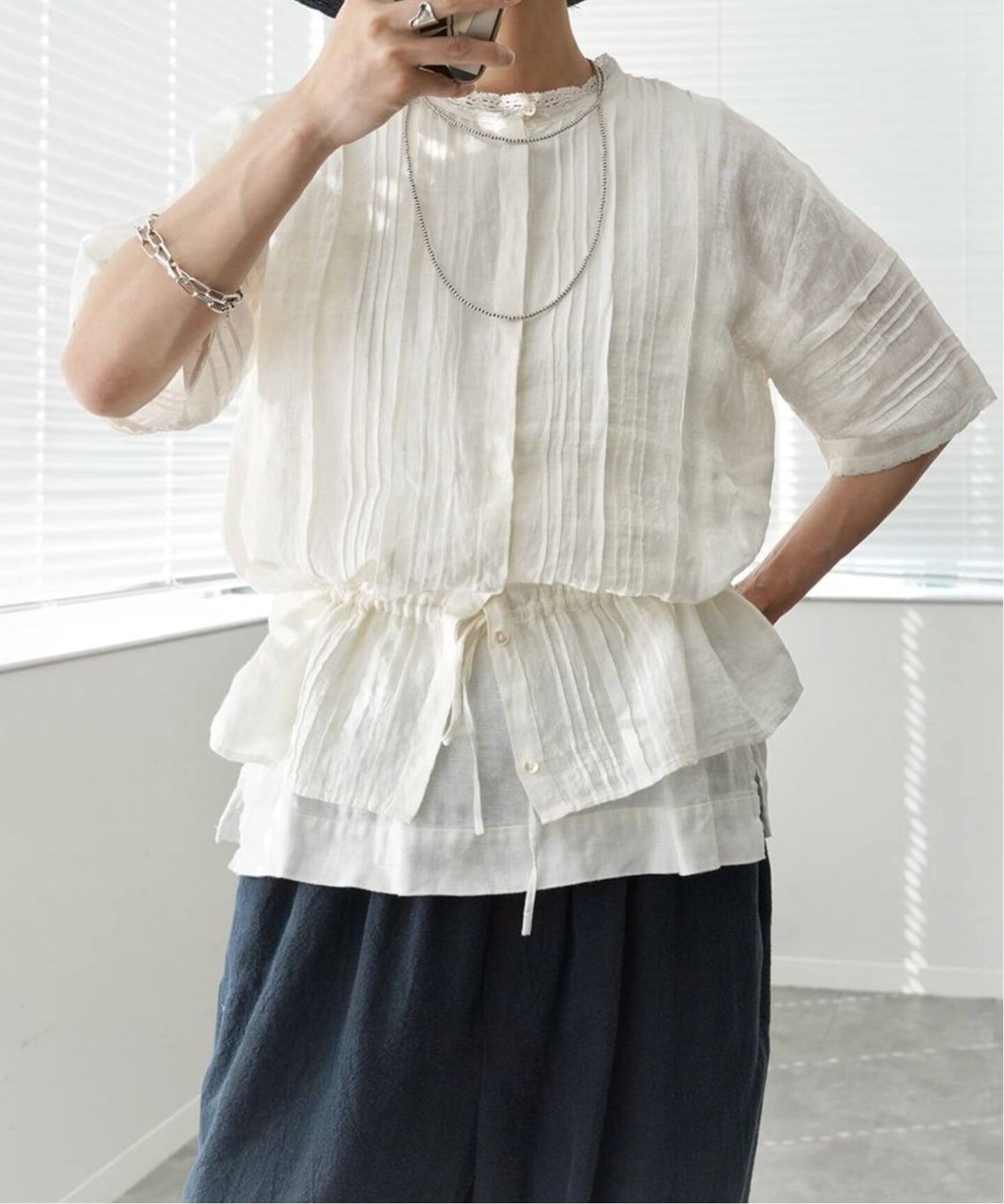 maison de soil】 LINEN LACE PINTUCK 2WAY SHIRT（シャツ／ブラウス 
