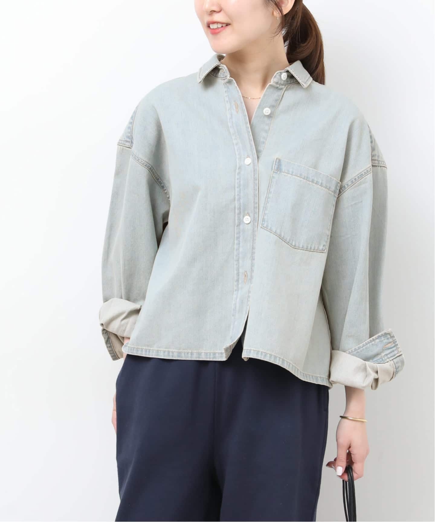 25SS・JOURNAL STANDARD・クロップドデニムシャツ・送料込みꕤ 予約》クロップドデニムシャツ（シャツ／ブラウス）｜JOURNAL STANDARD