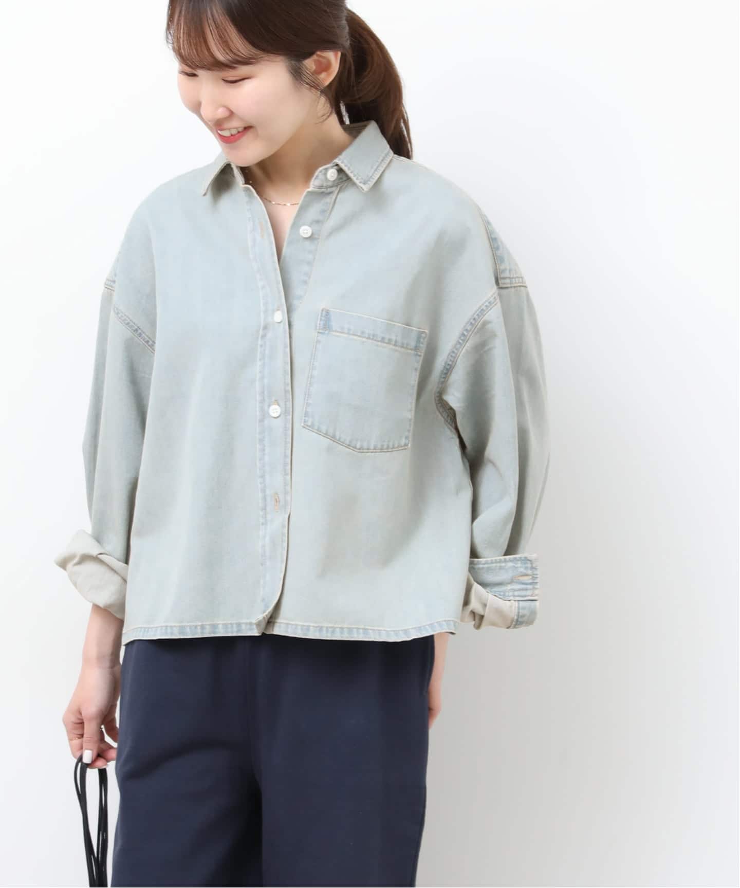 予約》クロップドデニムシャツ（シャツ／ブラウス）｜JOURNAL STANDARD