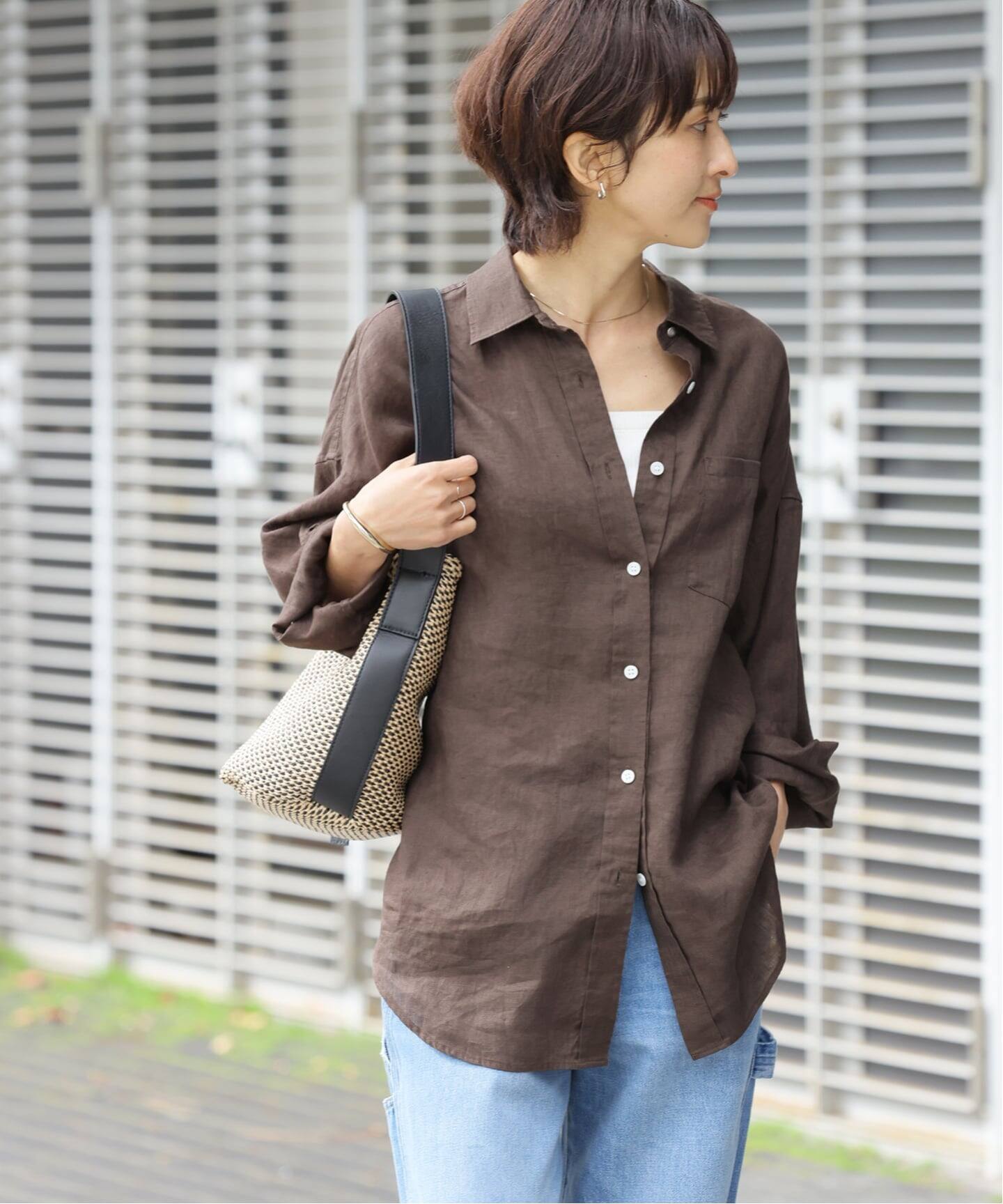 専用　IENA フレンチリネンオーバーシャツ　キャメル38 IENA - 専用 IENA フレンチリネンオーバーシャツ キャメル38の通販 by
