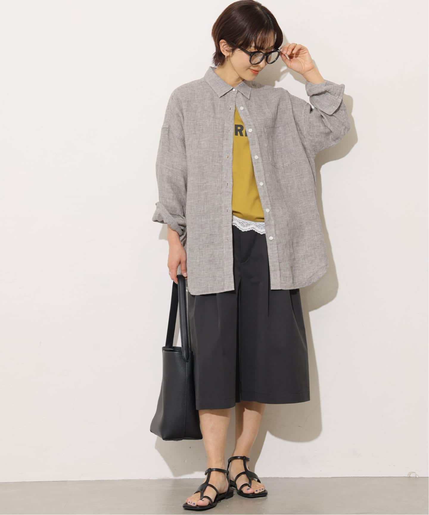 No.66フレンチリネンオーバーサイズシャツ（シャツ／ブラウス