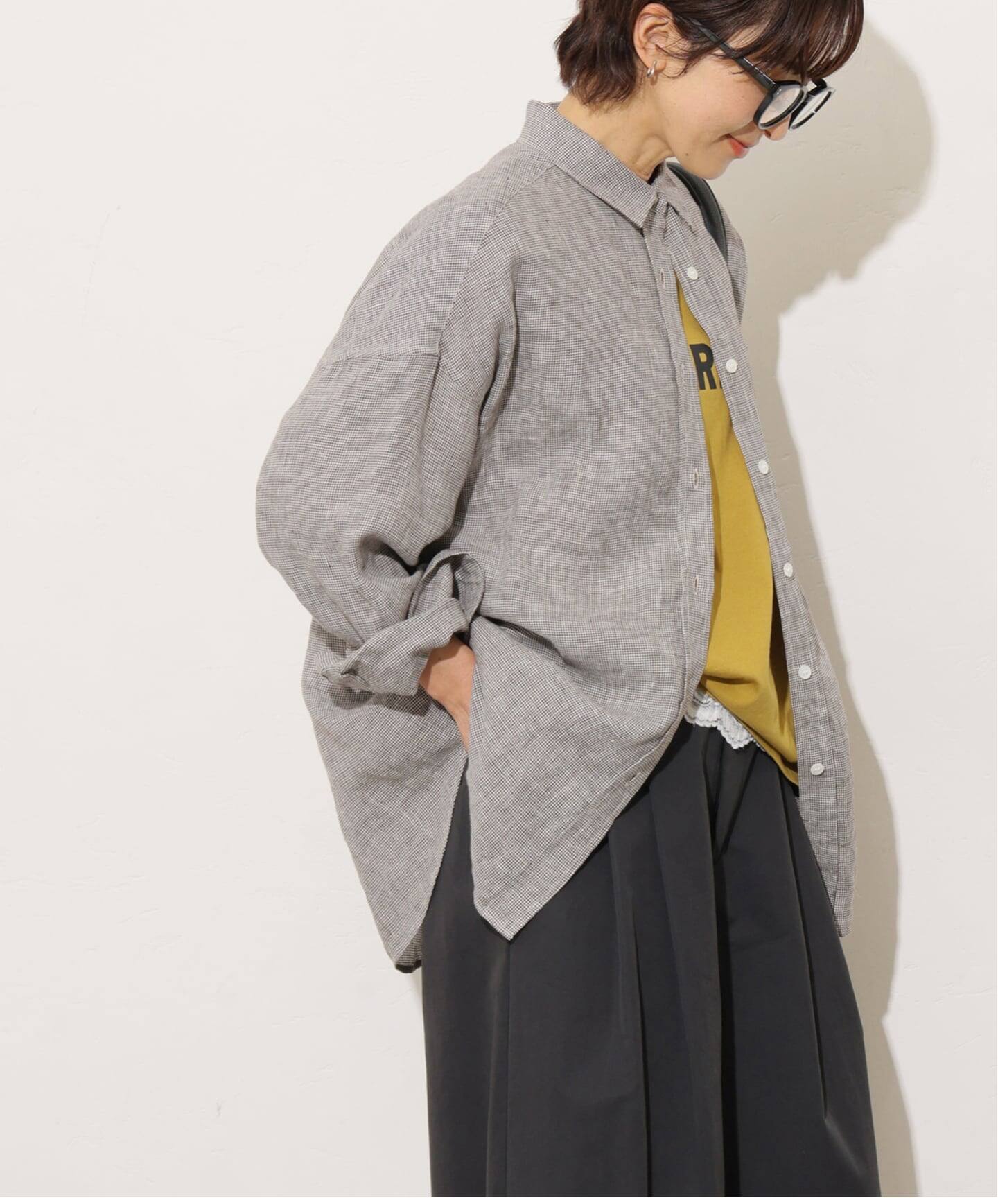 No.66フレンチリネンオーバーサイズシャツ（シャツ／ブラウス