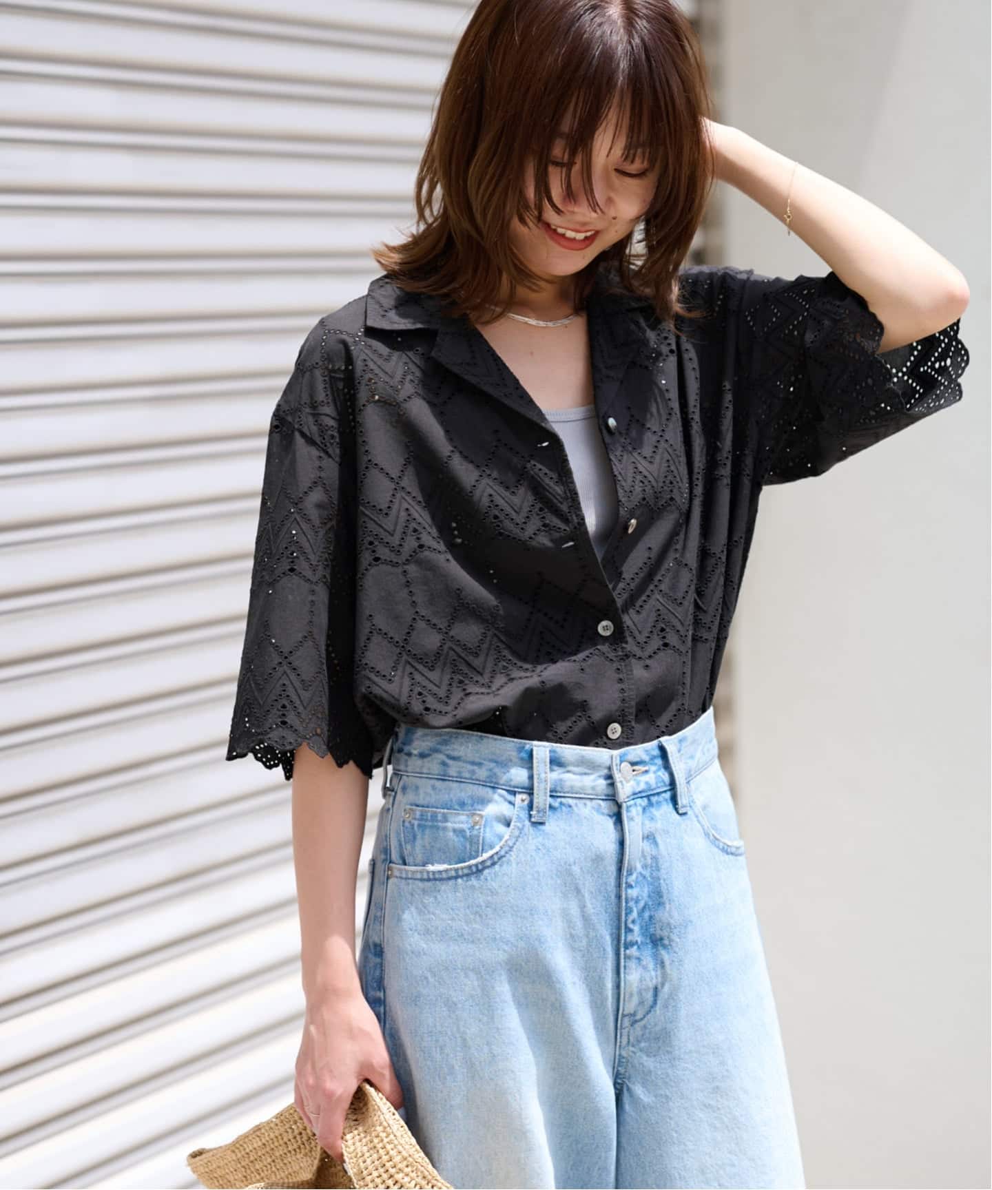 WEB限定追加予約》コットンカットワーク刺繍開襟シャツ（シャツ