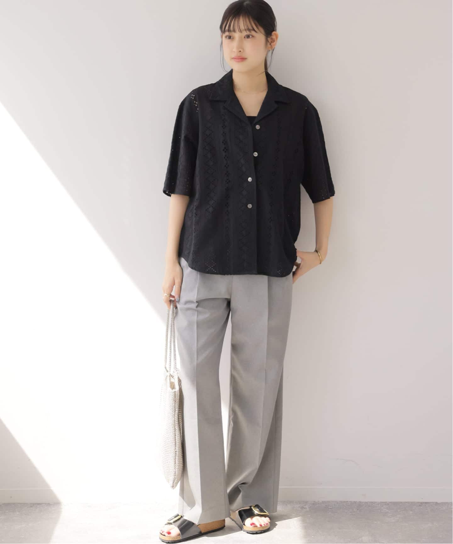 一部WEB限定追加》コットンカットワーク刺繍開襟シャツ（シャツ
