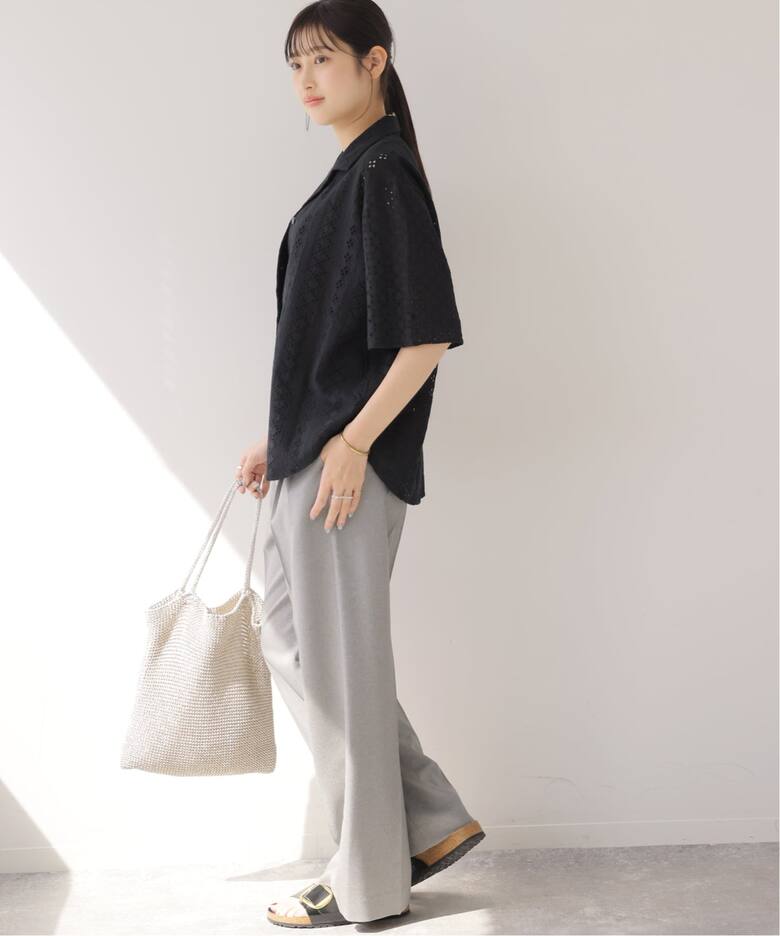 一部WEB限定追加》コットンカットワーク刺繍開襟シャツ（シャツ 