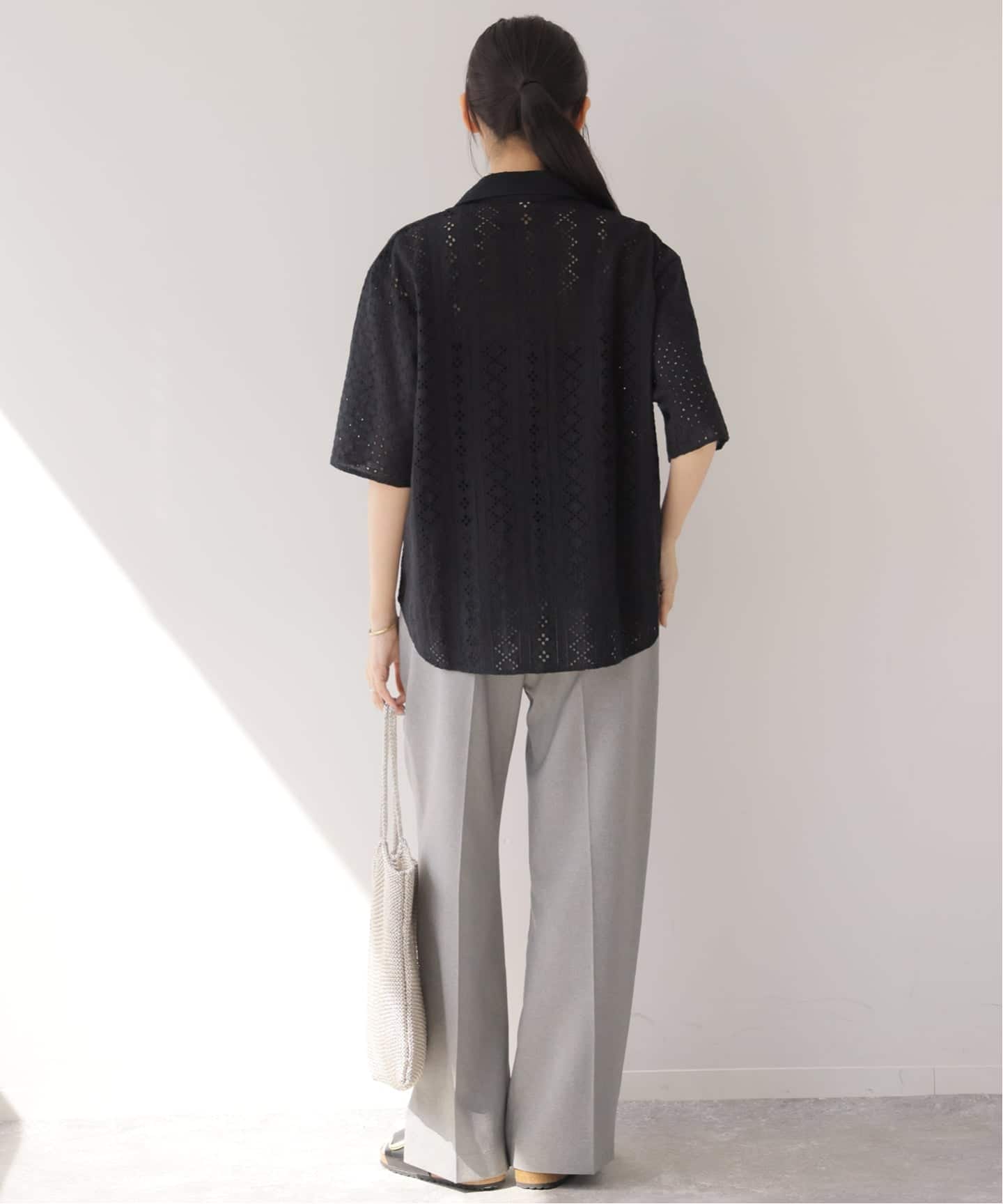 一部WEB限定追加》コットンカットワーク刺繍開襟シャツ（シャツ