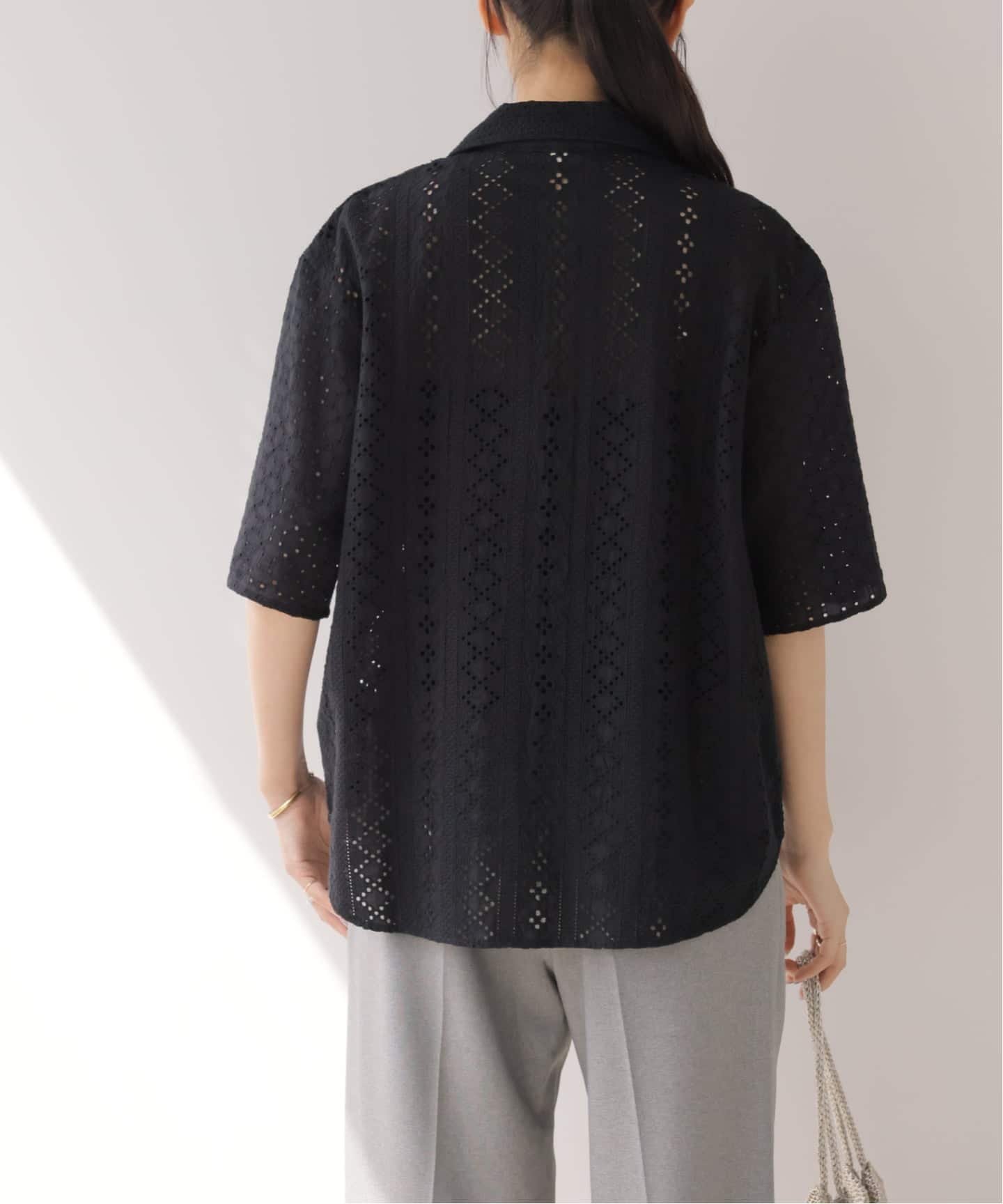 一部WEB限定追加》コットンカットワーク刺繍開襟シャツ（シャツ