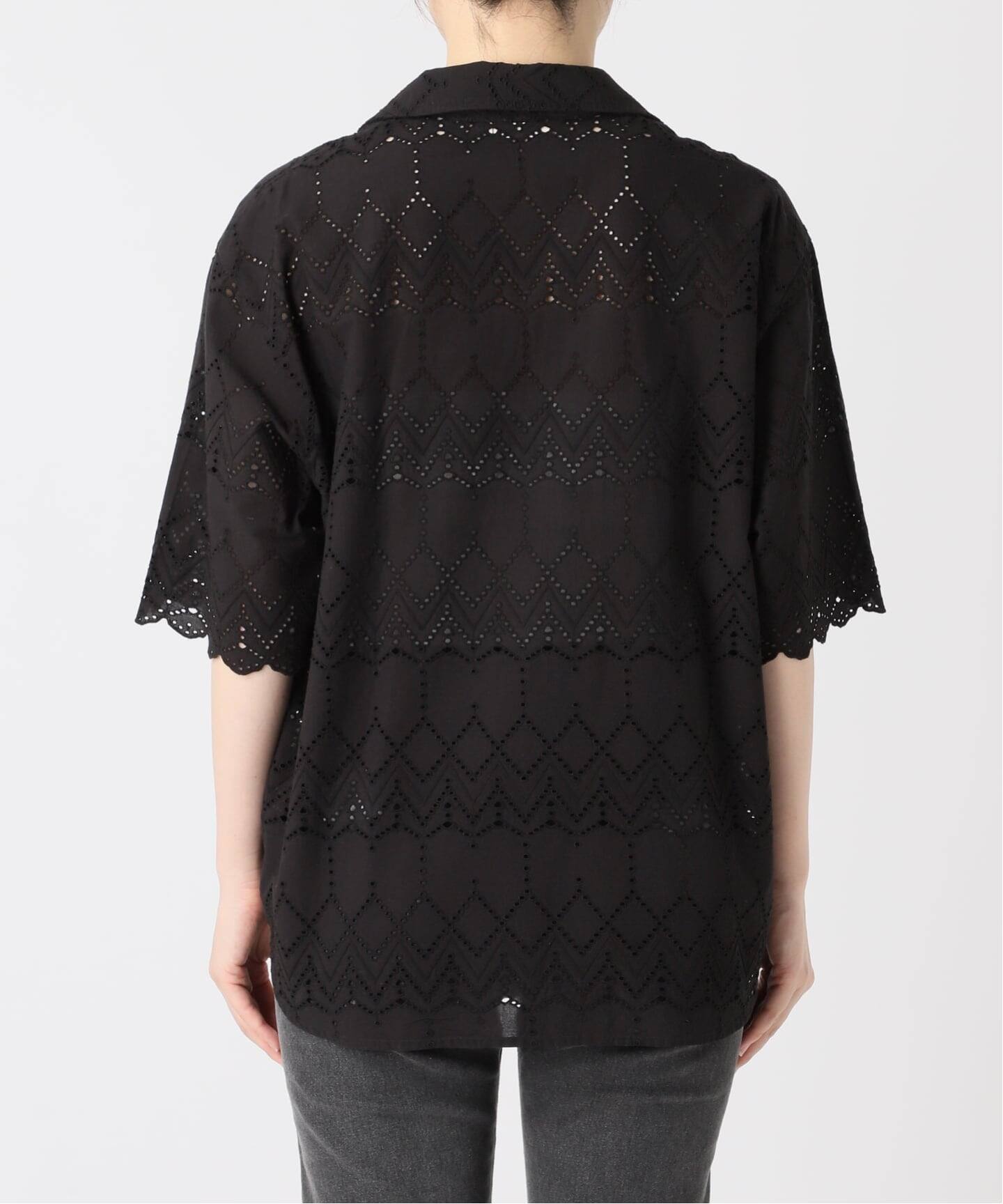 一部WEB限定追加》コットンカットワーク刺繍開襟シャツ（シャツ 