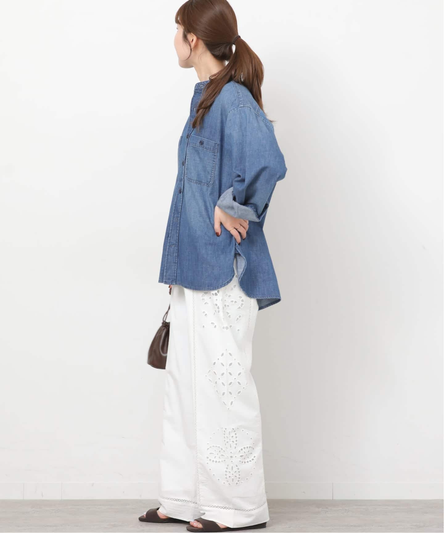 予約》デニムバンドカラーシャツ（シャツ／ブラウス）｜JOURNAL