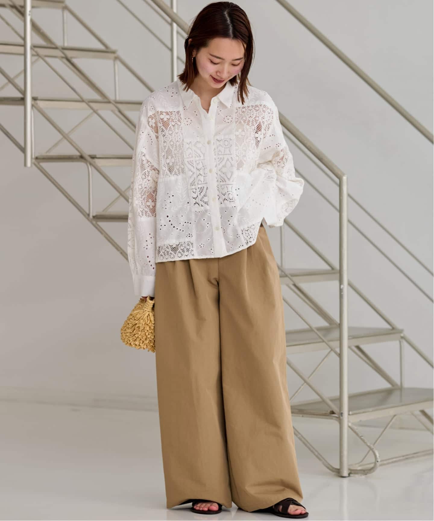 追加予約》パッチワークレースショートシャツ（シャツ／ブラウス