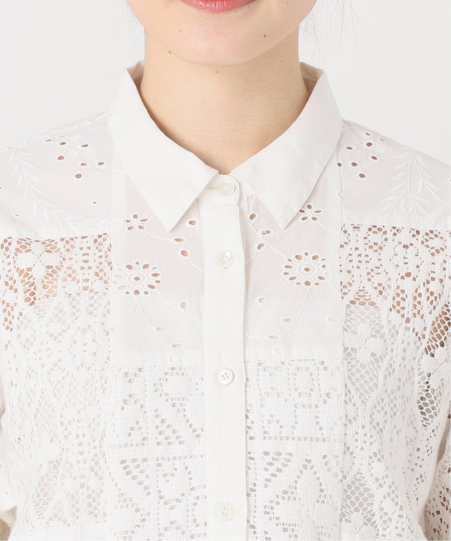 追加予約》パッチワークレースショートシャツ（シャツ／ブラウス