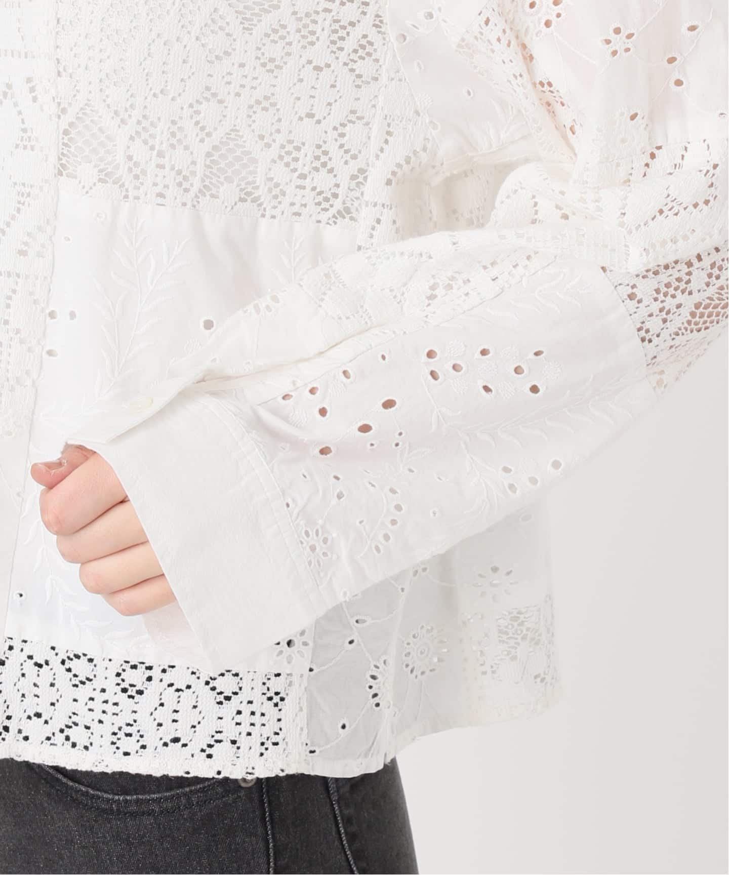 追加予約》パッチワークレースショートシャツ（シャツ／ブラウス