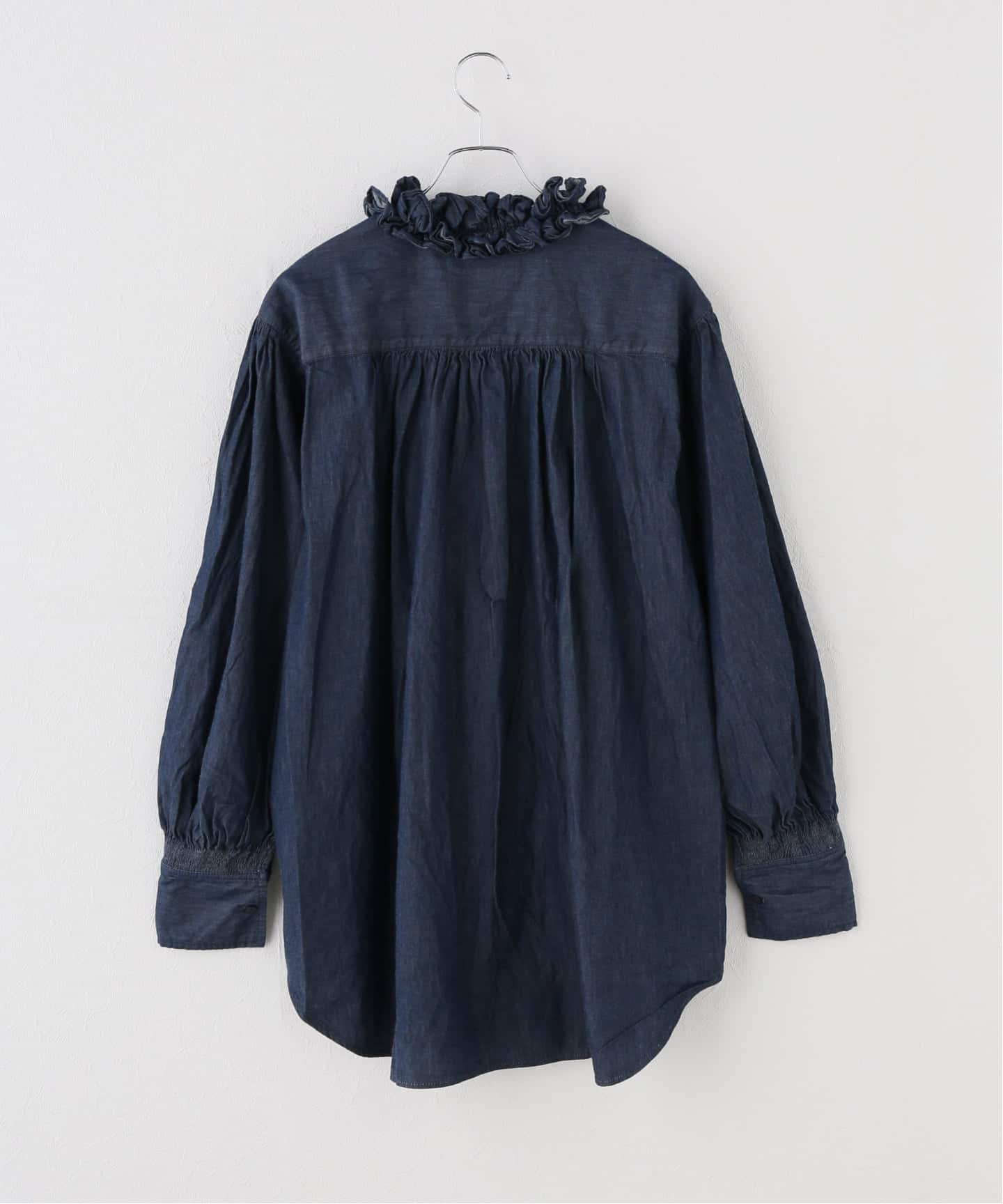 crinkle crinkle crinkle】 indigo frill collar shirts（シャツ
