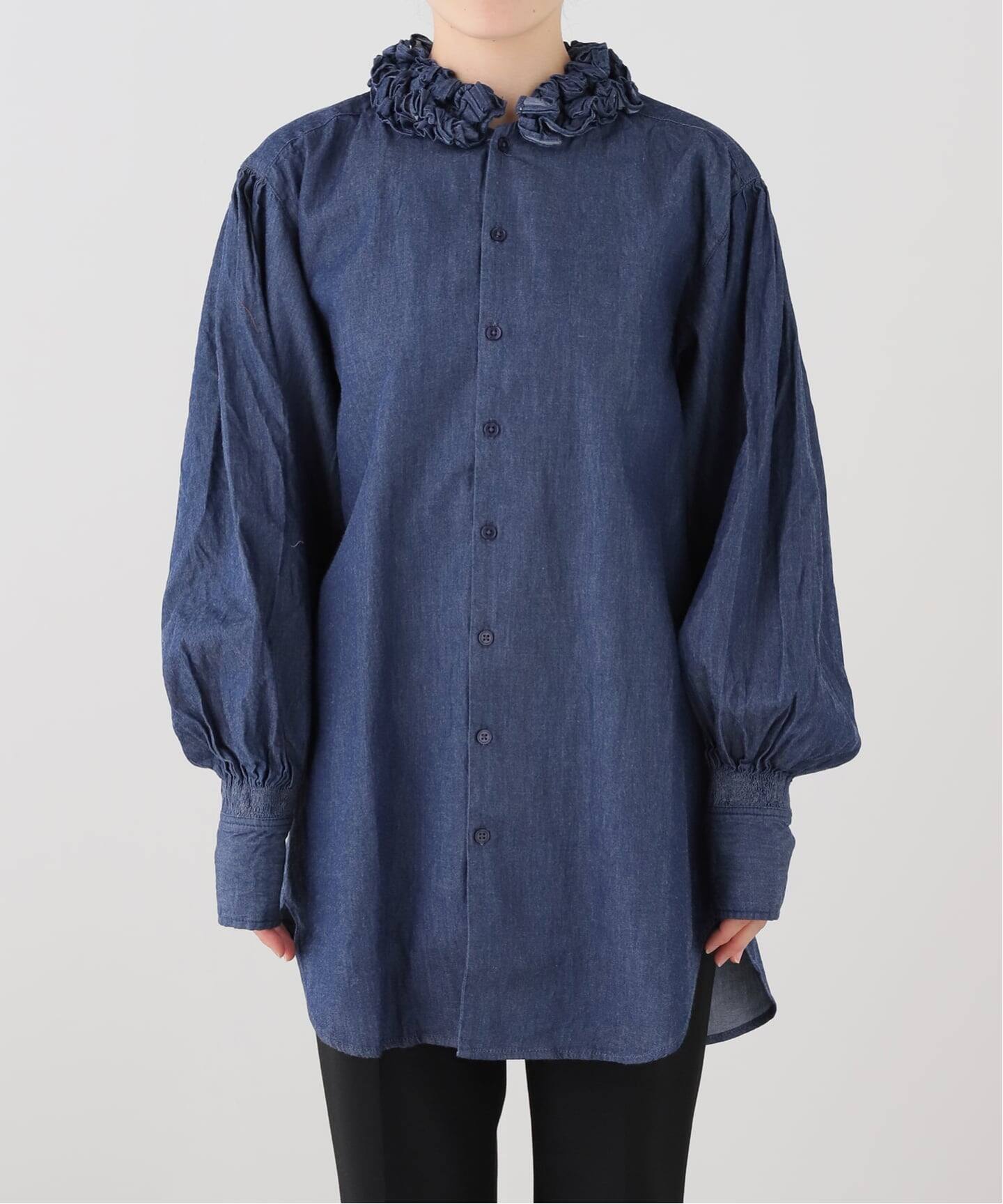crinkle crinkle crinkle】 indigo frill collar shirts（シャツ