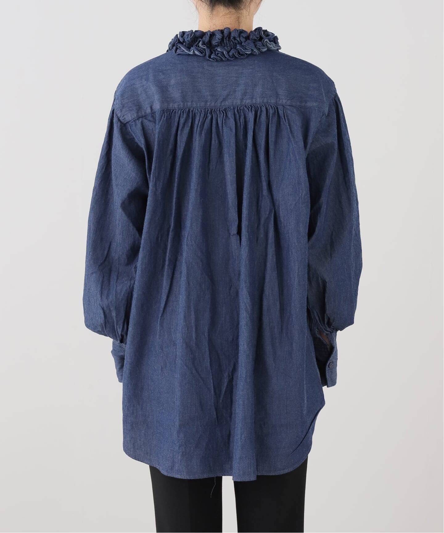 crinkle crinkle crinkle】 indigo frill collar shirts（シャツ 