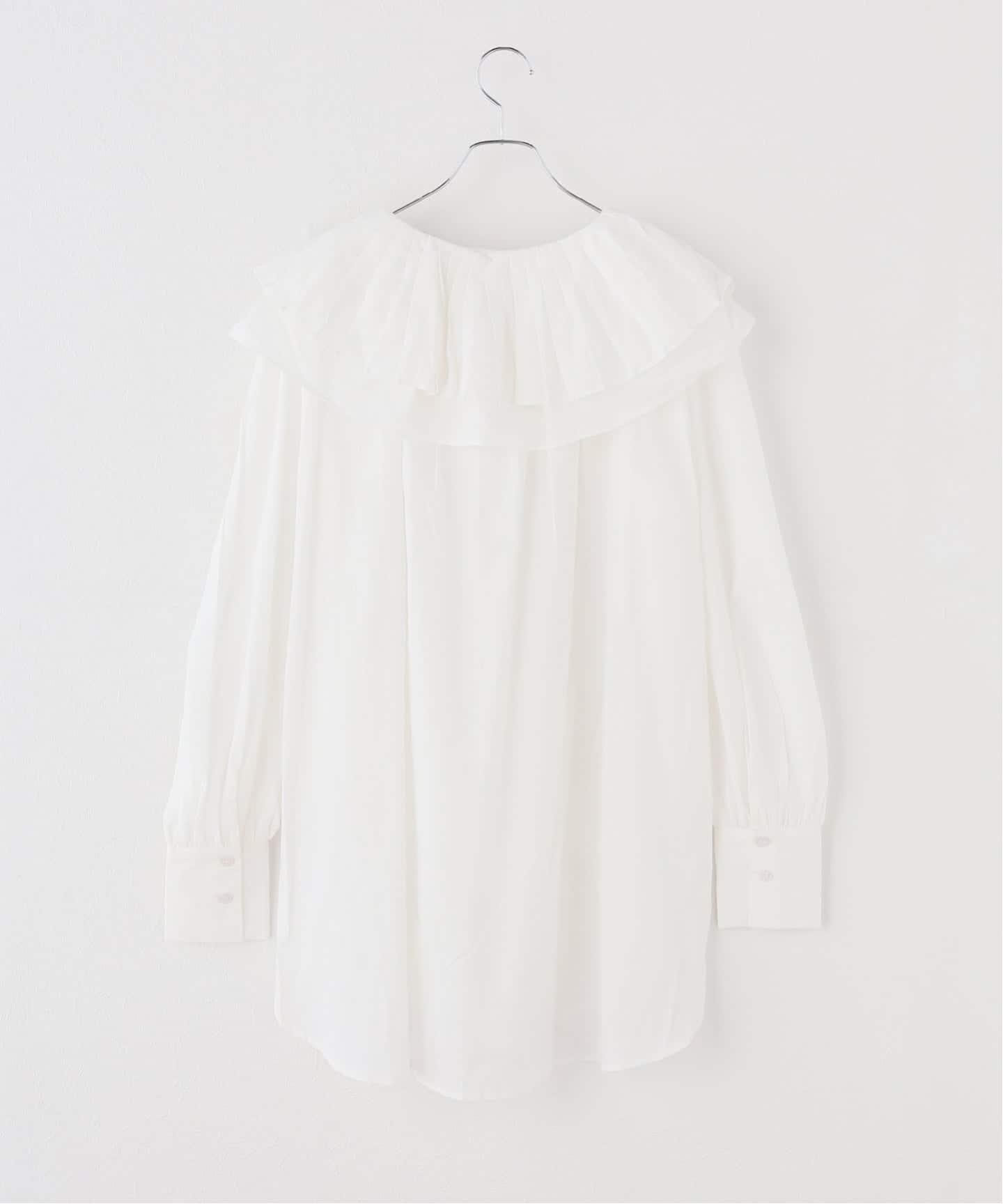 crinkle crinkle crinkle】 double ruffle neck blouse（シャツ