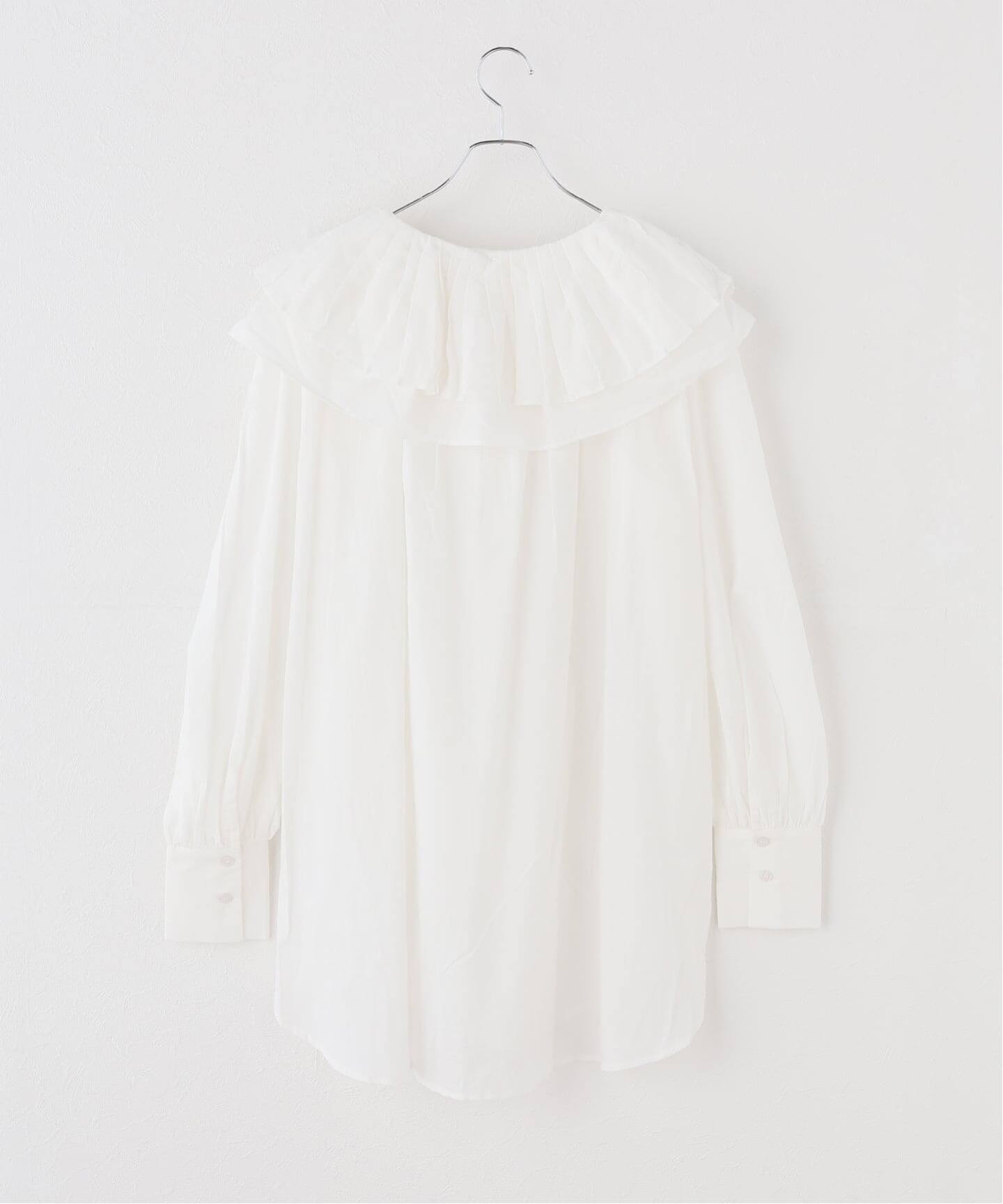 crinkle crinkle crinkle】 double ruffle neck blouse（シャツ 