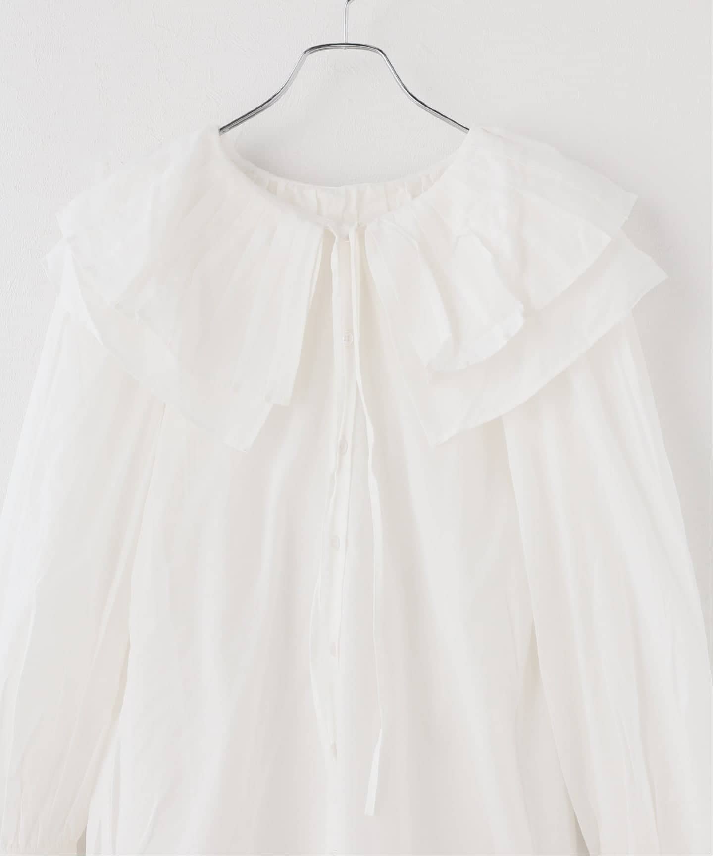 crinkle crinkle crinkle】 double ruffle neck blouse（シャツ
